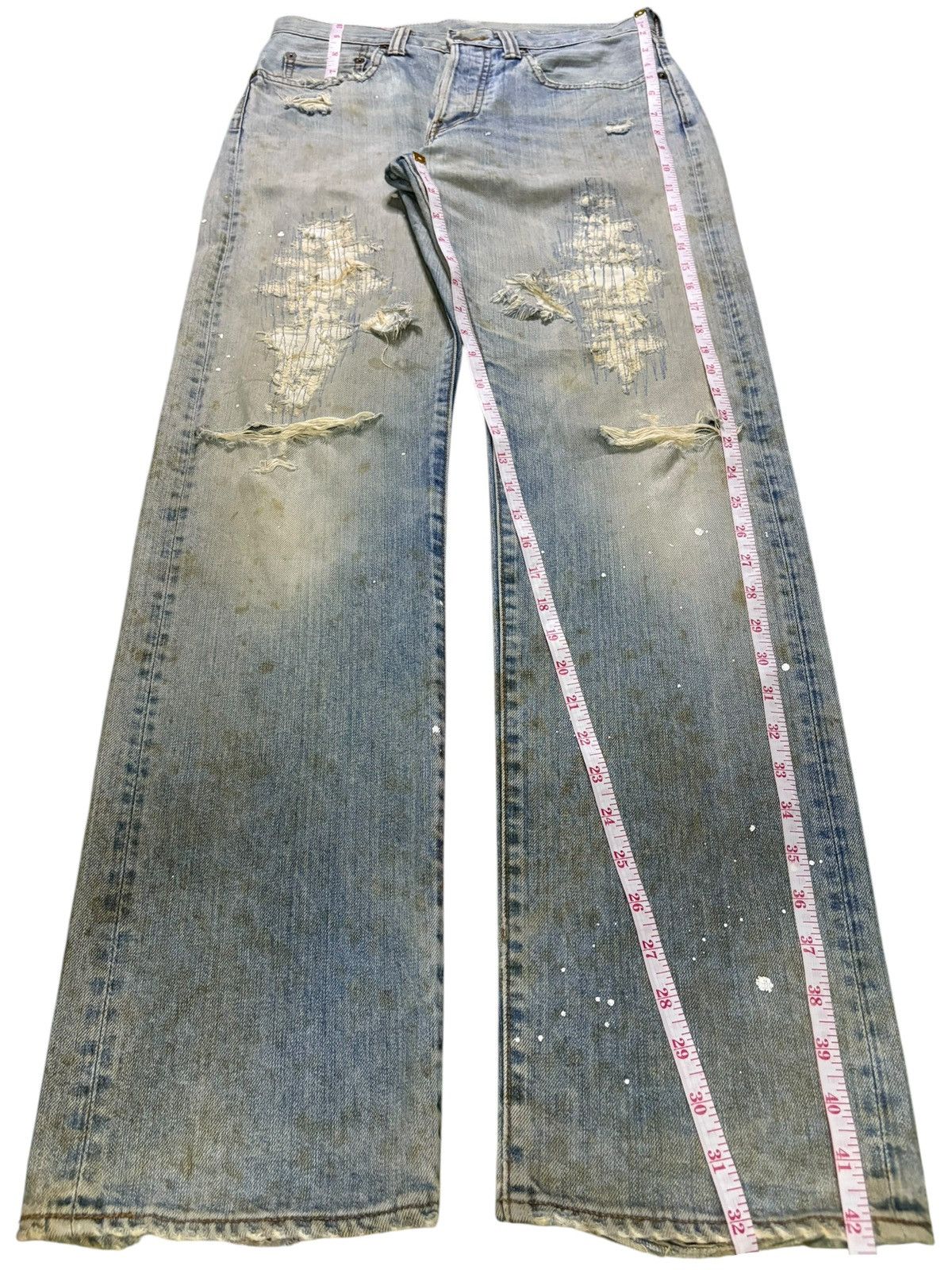 Eternal × Japanese Brand Vintage Eternal Button Fly Mud Wash Painted Distressed Jeans Size US 30 / EU 46 - 13 Thumbnail