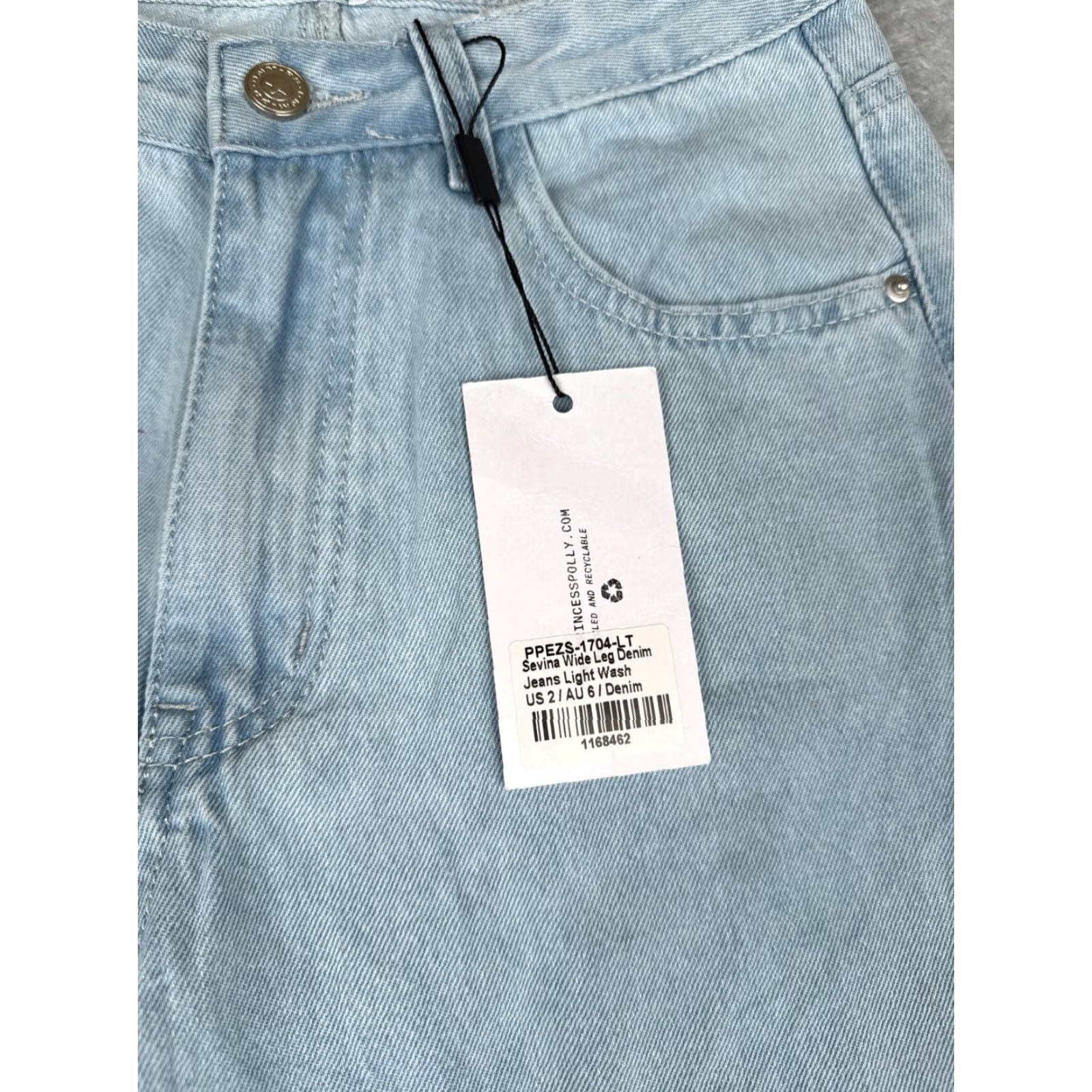 PRINCESS POLLY Princess Polly Jeans Women Blue Denim Wide-Leg High Distressed 25x30 2 Adult Regular Size 26" / US 2 / IT 38 - 6 Thumbnail