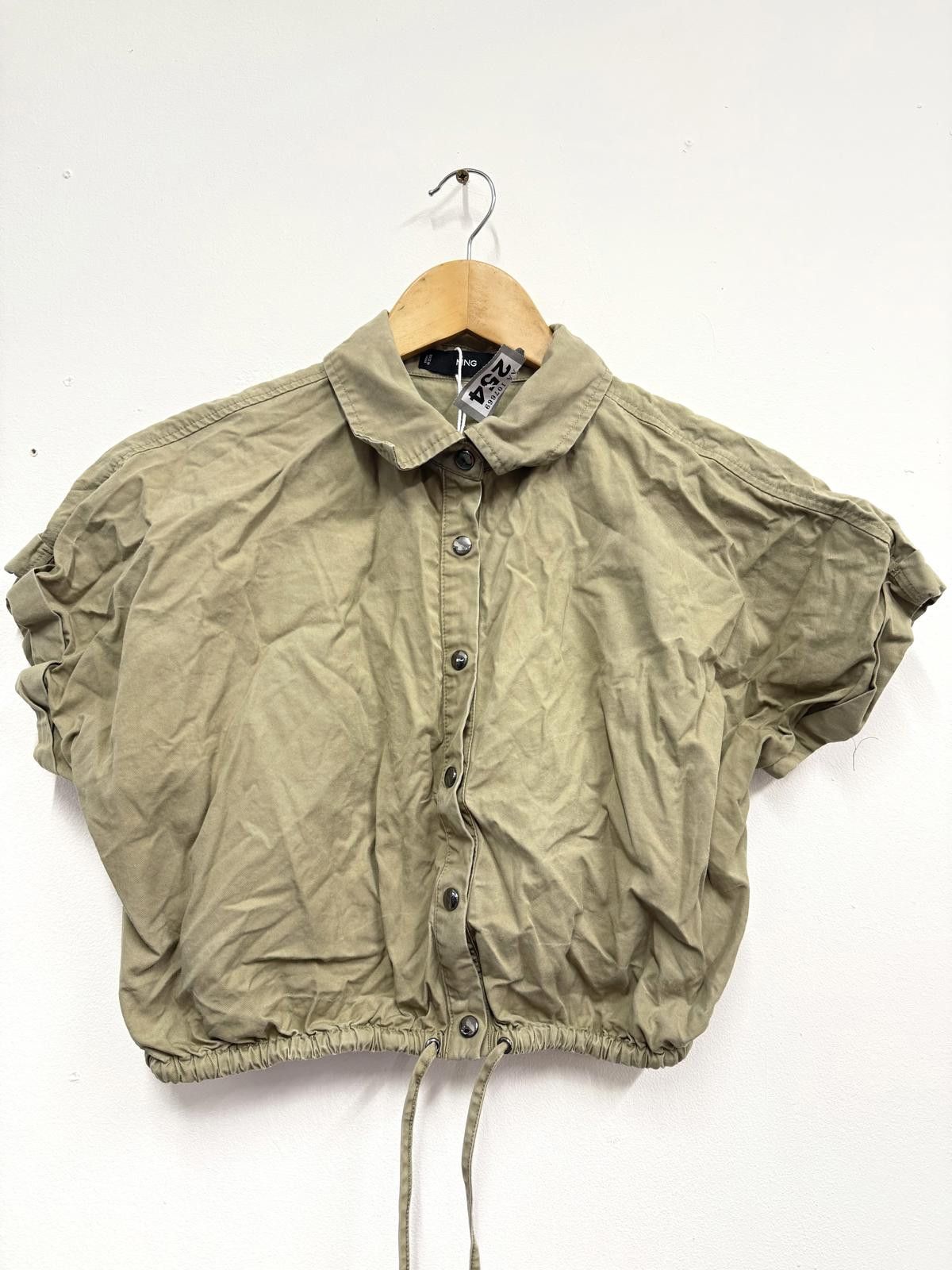 Other MNG Beige Short Sleeve Button-Up Crop Top Size S / US 4 / IT 40 - 1 Thumbnail
