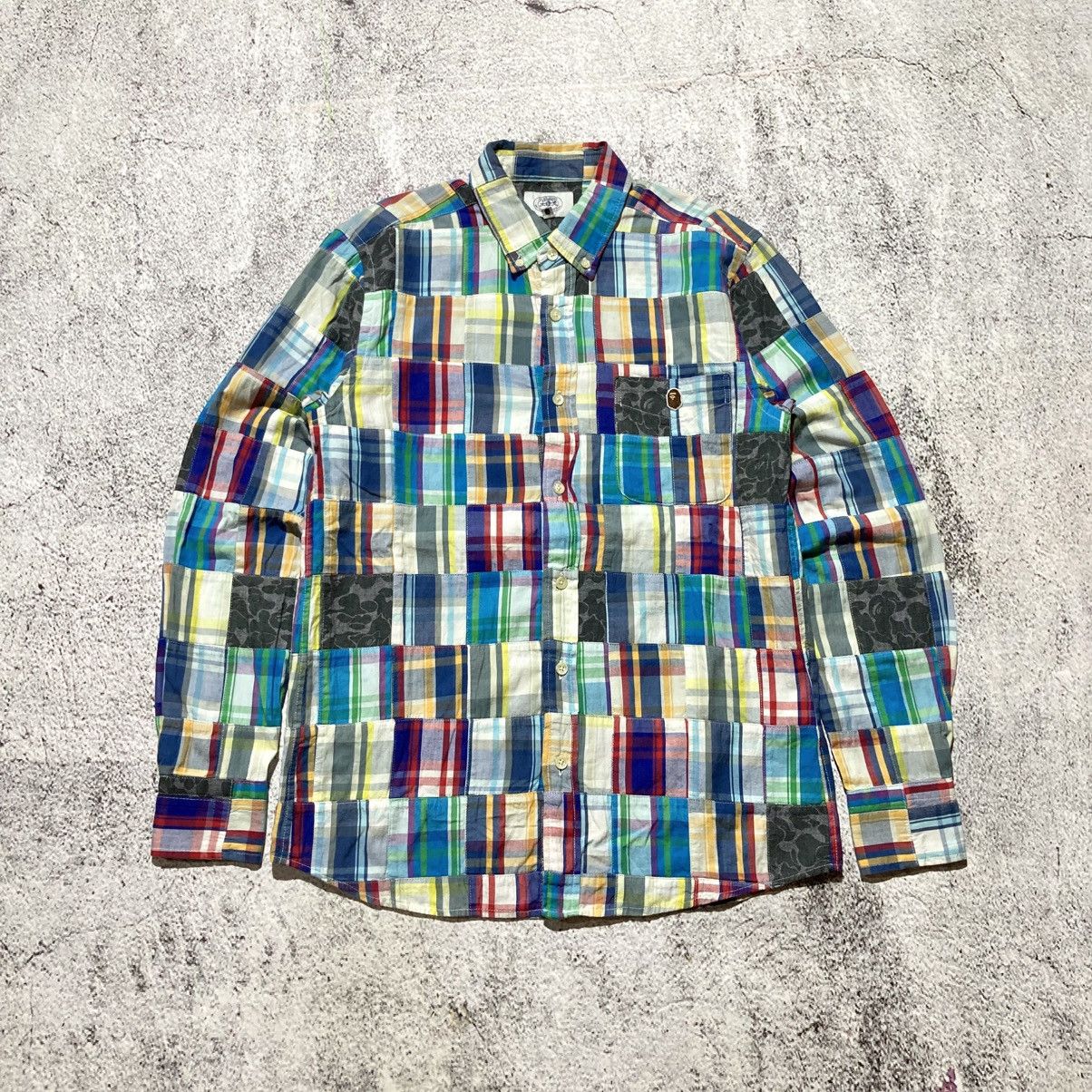 Bape OG Bape A Bathing Ape Camo Patchwork Long Slevee Shirt Size US S / EU 44-46 / 1 - 1 Thumbnail