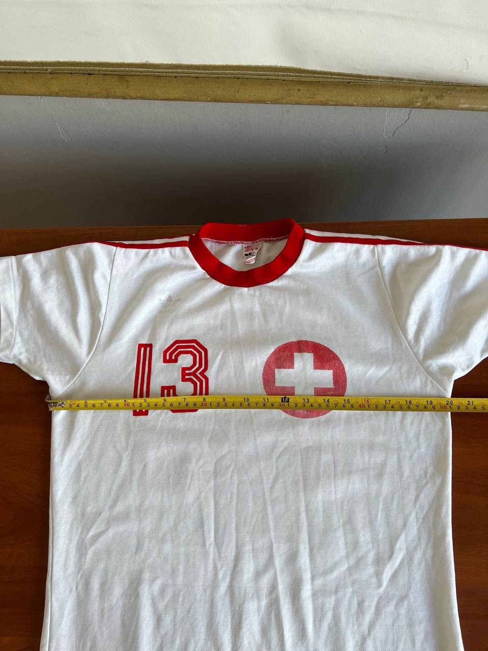 Vintage ULTRA RARE! 1975 SWITZERLAND #13 MATCH WORN ADIDAS JERSEY L Size US L / EU 52-54 / 3 - 25 Thumbnail