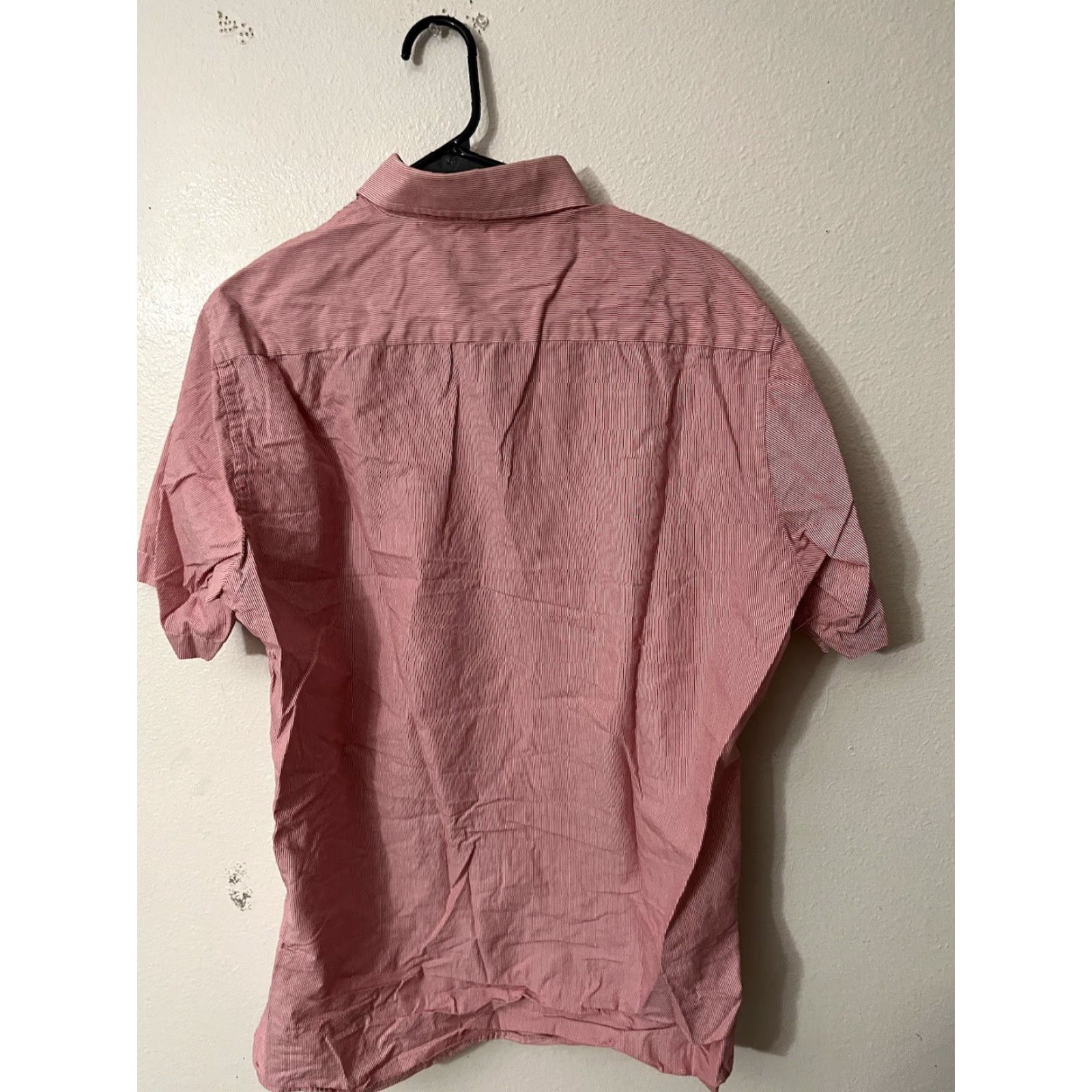 Van Heusen Van Heusen Red Striped Short Sleeve Button-Up Shirt 16.5 Compact Cotton Men's Regular Fit Size 16.5 Size US L / EU 52-54 / 3 - 3 Thumbnail