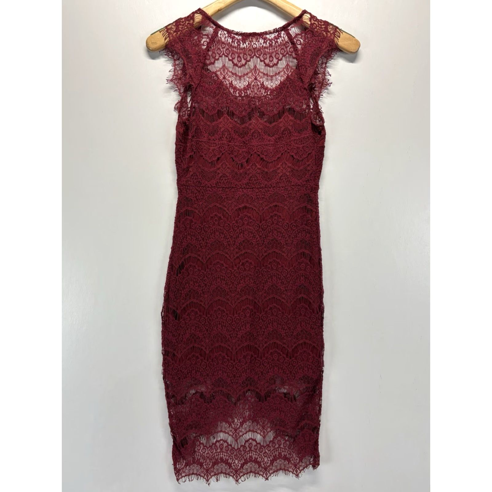 Free People Free People Dress Women XS Lace Overlay Wine Boho Goth Party Cocktail Size XS / US 0-2 / IT 36-38 - 3 Thumbnail