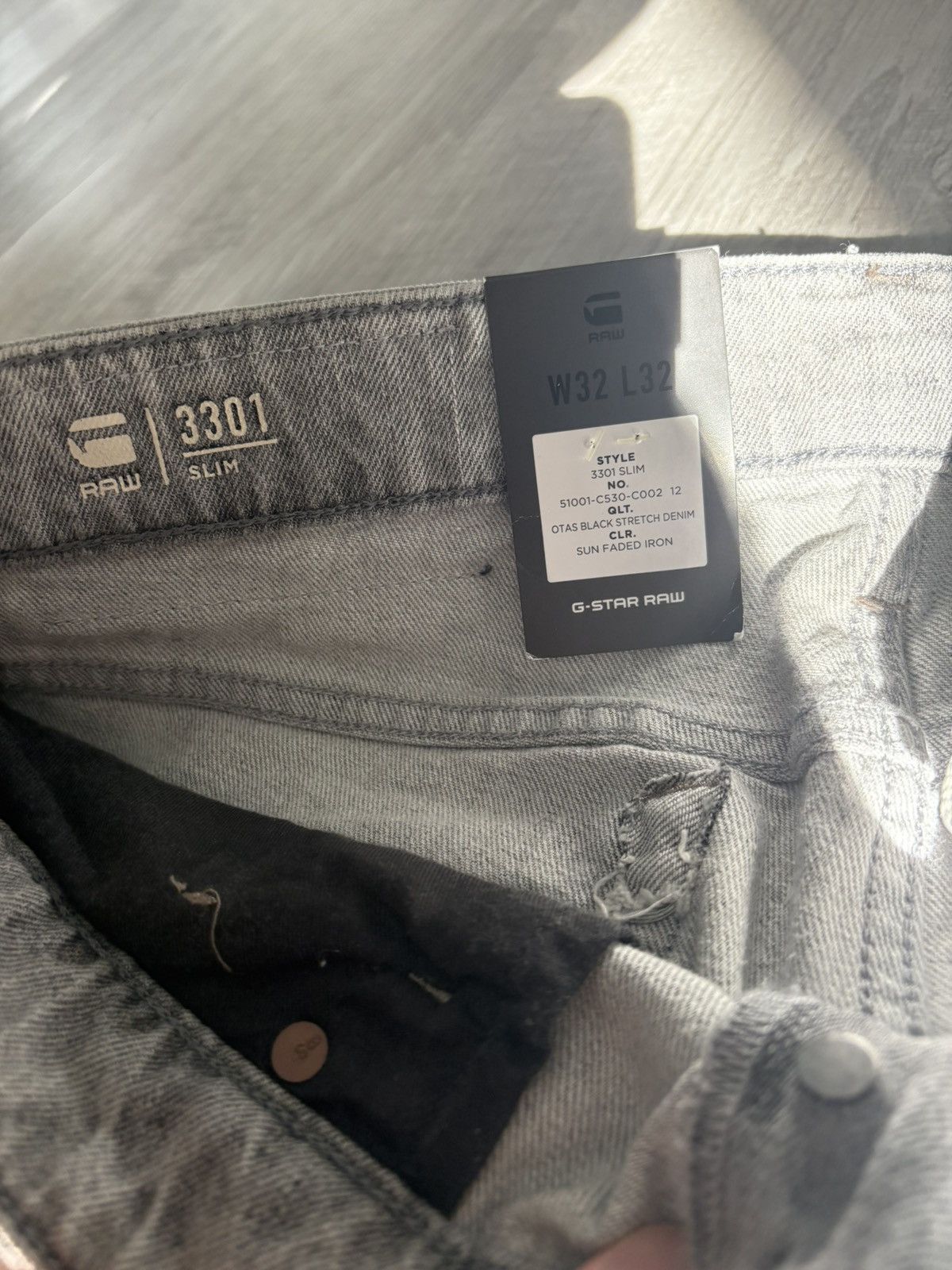 G-Star GSTAR RAW 3301 Slim Denim Jeans Size US 32 / EU 48 - 6 Thumbnail