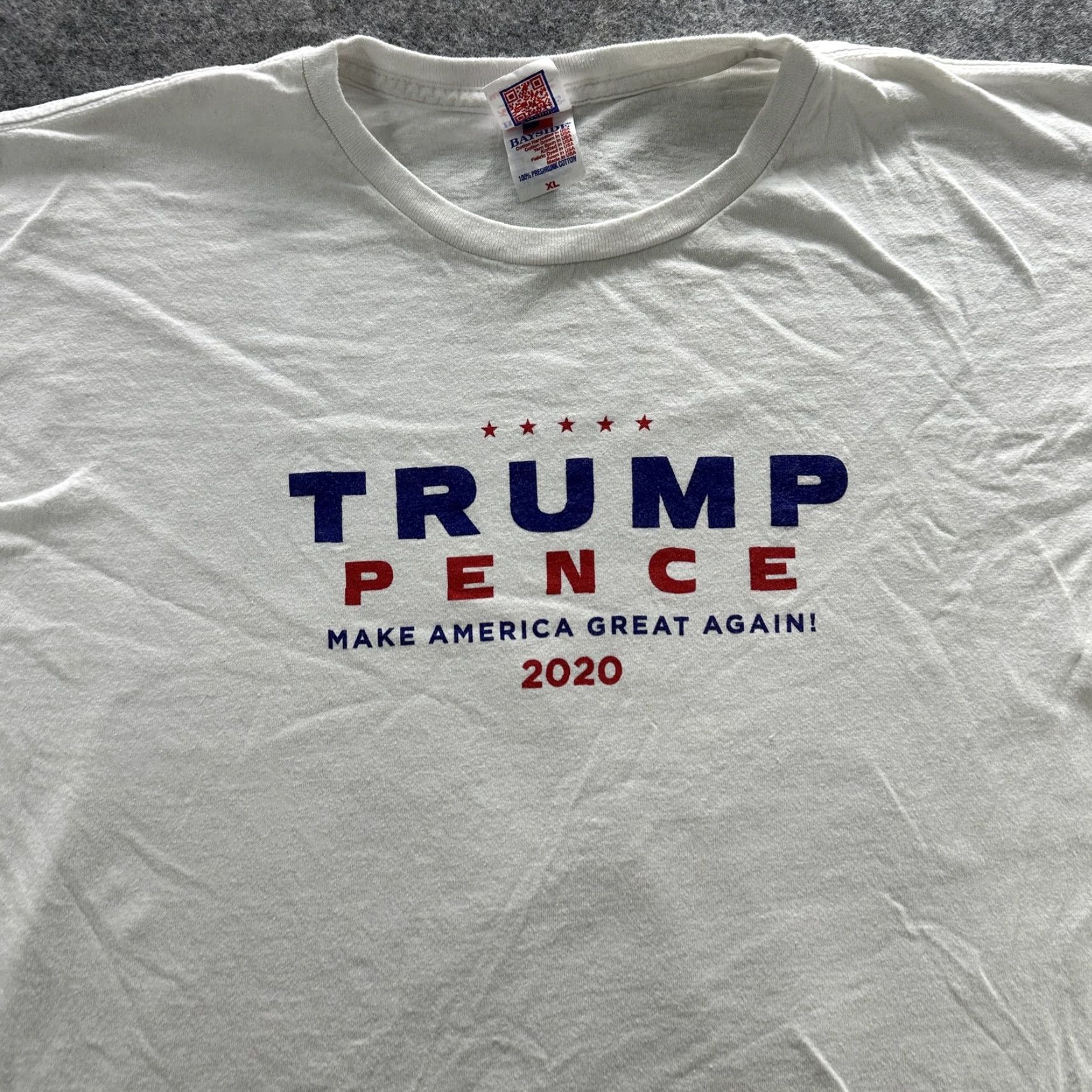 Greats BAYSIDE Trump Pence T-Shirt Mens XL White 2020 MAGA Graphic Print Crew Neck Patriotic Size US XL / EU 56 / 4 - 3 Thumbnail