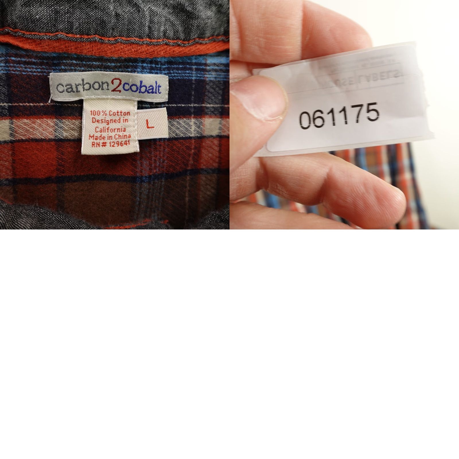 Carbon2Cobalt VINTAGE Carbon 2 Cobalt Shirt Men's Large Plaid Flannel Button-Up Workwear Brown Orange Blue Cotton 90s Mens Large Shirt Size US L / EU 52-54 / 3 - 8 Thumbnail