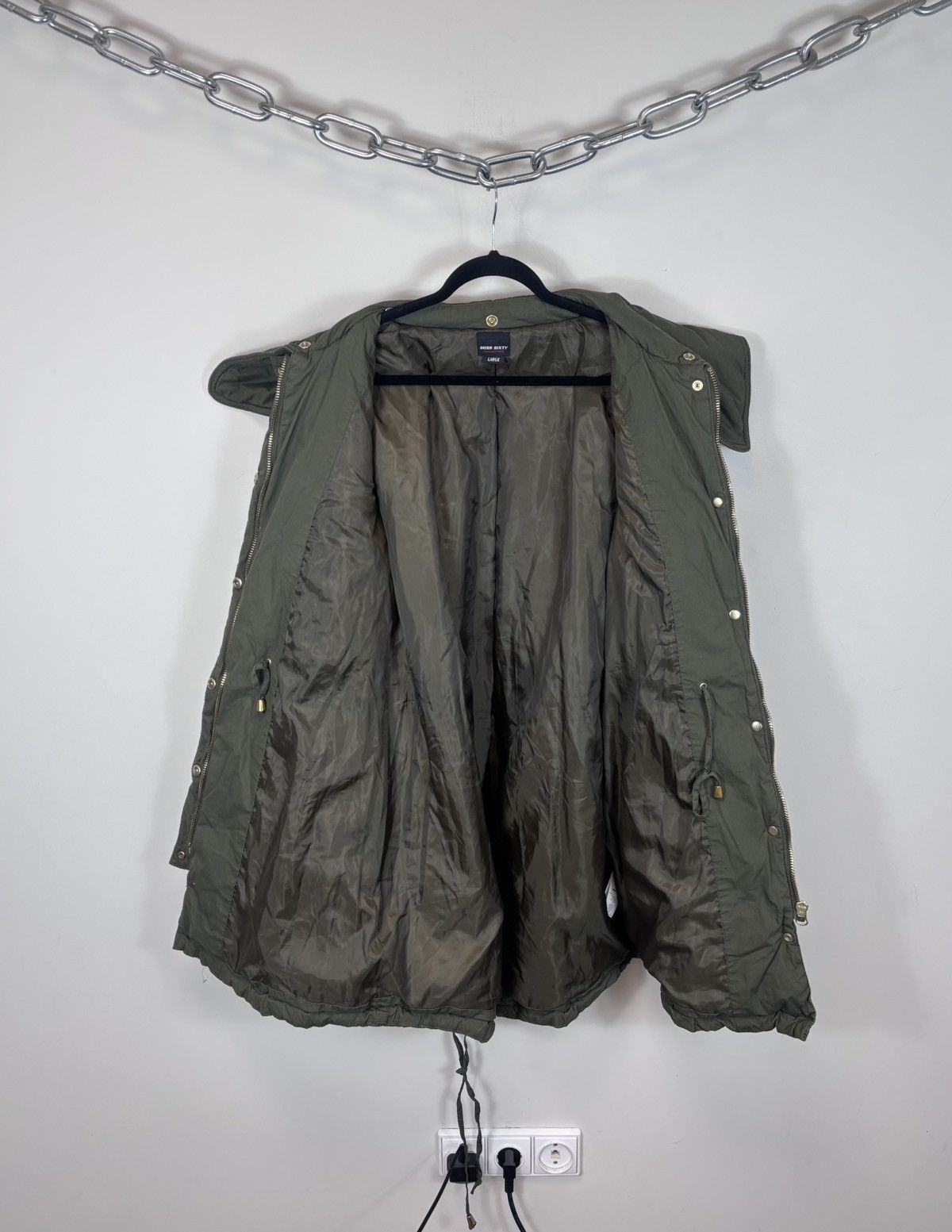 Miss Sixty Miss Sixty Women’s Olive Avant Garde Puffer Jacket Coat Size L / US 10 / IT 46 - 2 Thumbnail