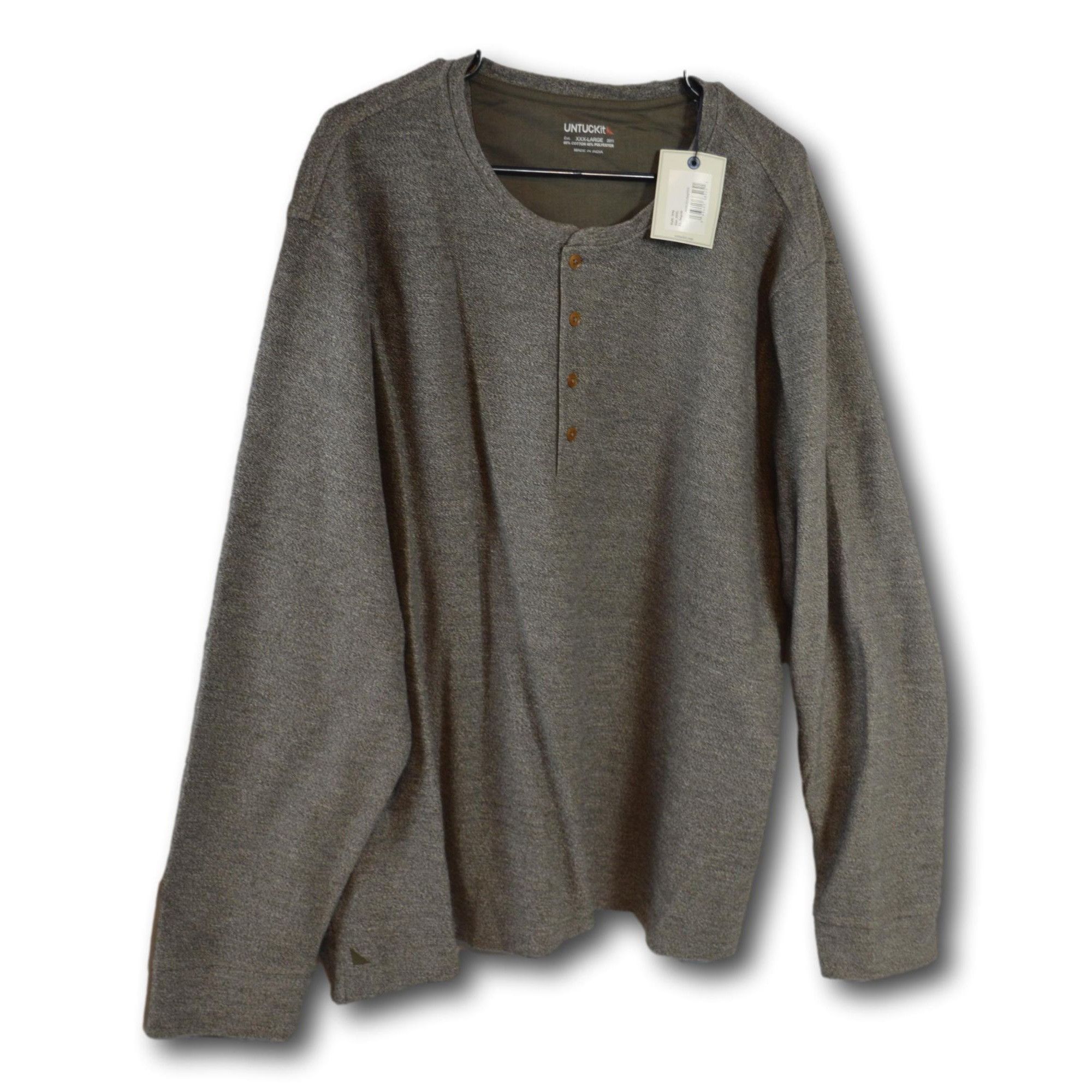 UNTUCKit Untuckit Mens Charcoal Grey Long-Sleeve Henley XXXL / 3XL NW Size US XXL / EU 58 / 5 - 1 Thumbnail