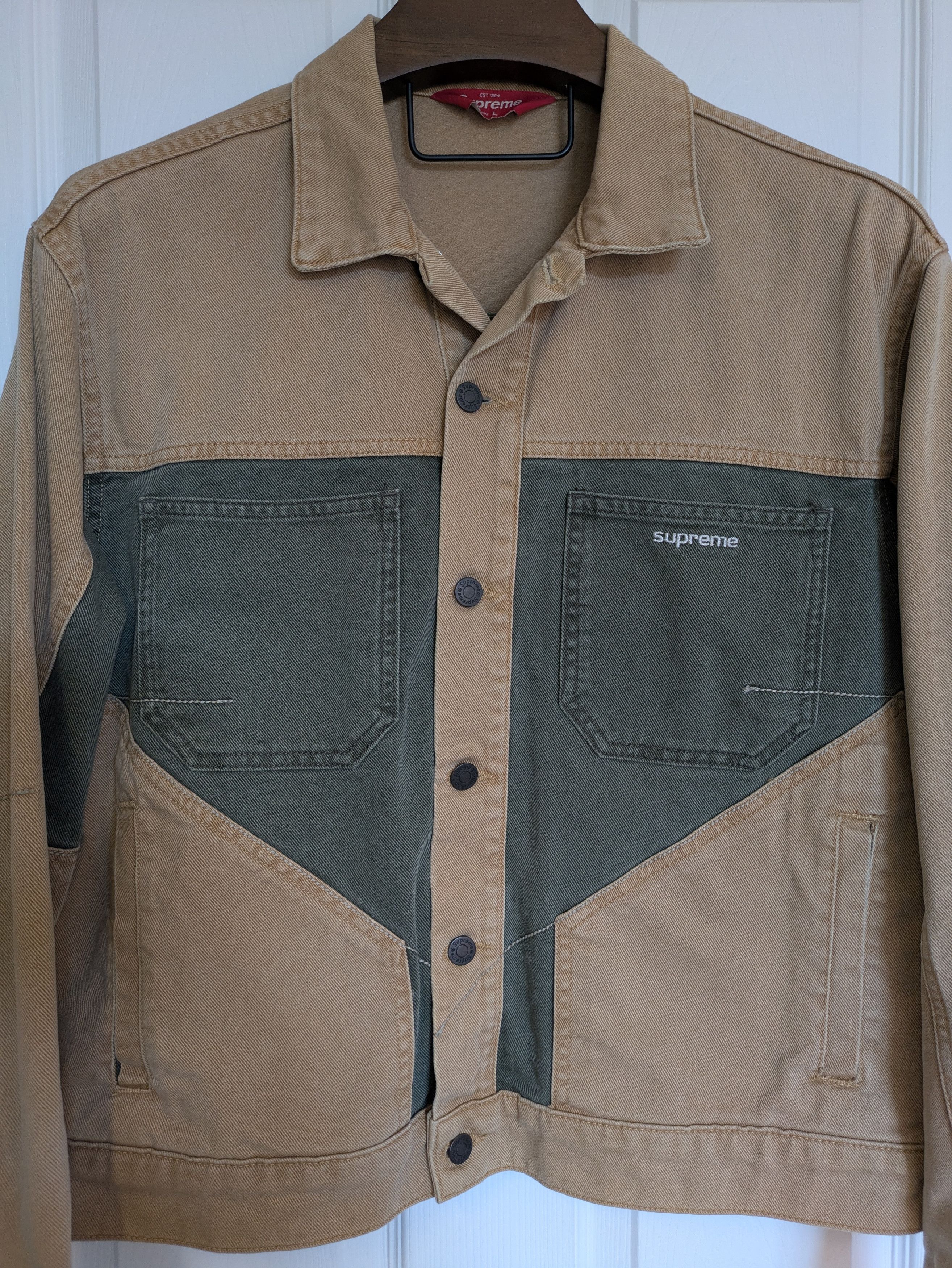 Supreme 2-Tone Paneled Denim Jacket Size US L / EU 52-54 / 3 - 2 Thumbnail