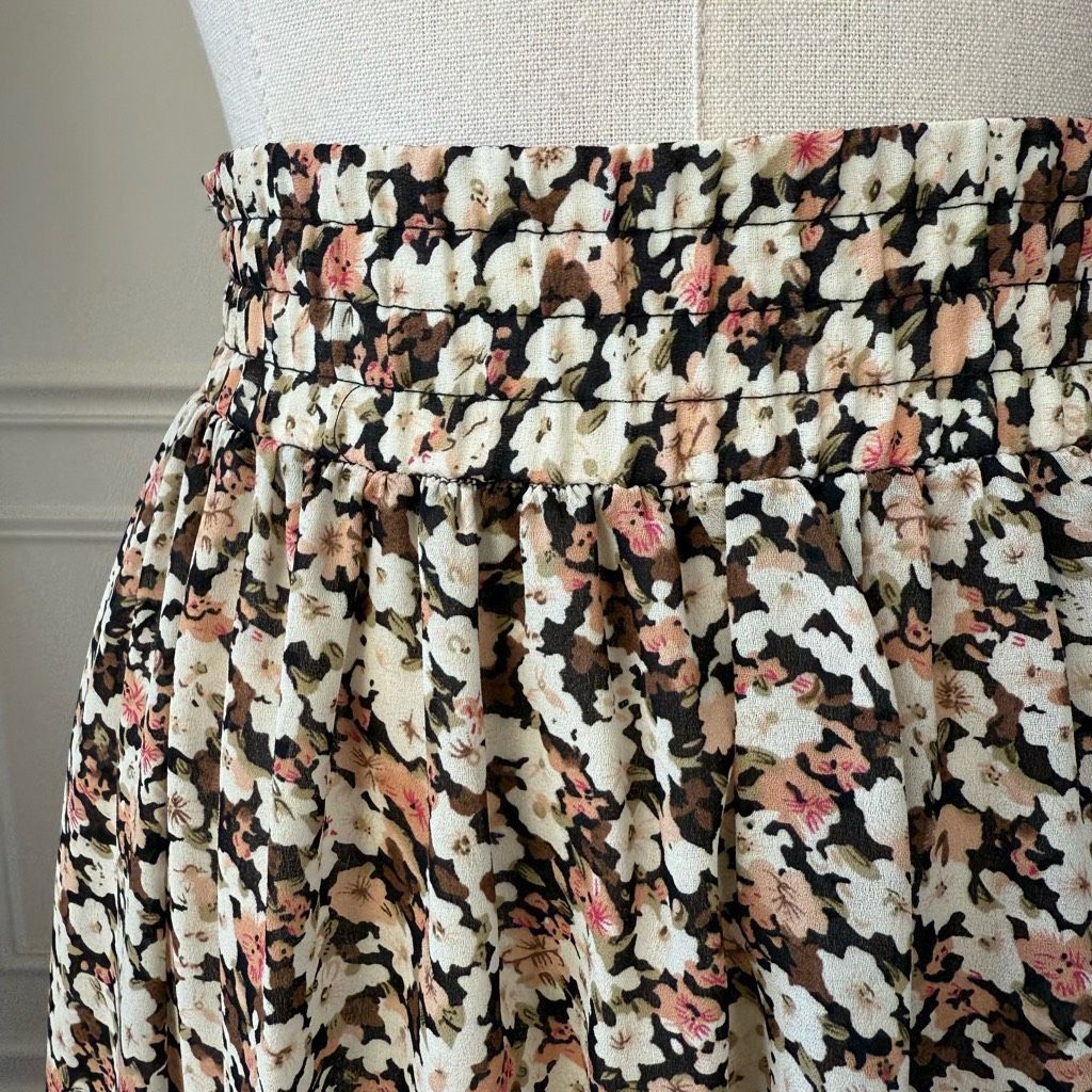 Vintage Vintage 90s MJ Carroll Floral Chiffon Prairie Skirt 1X. XL Size 35" - 2 Thumbnail