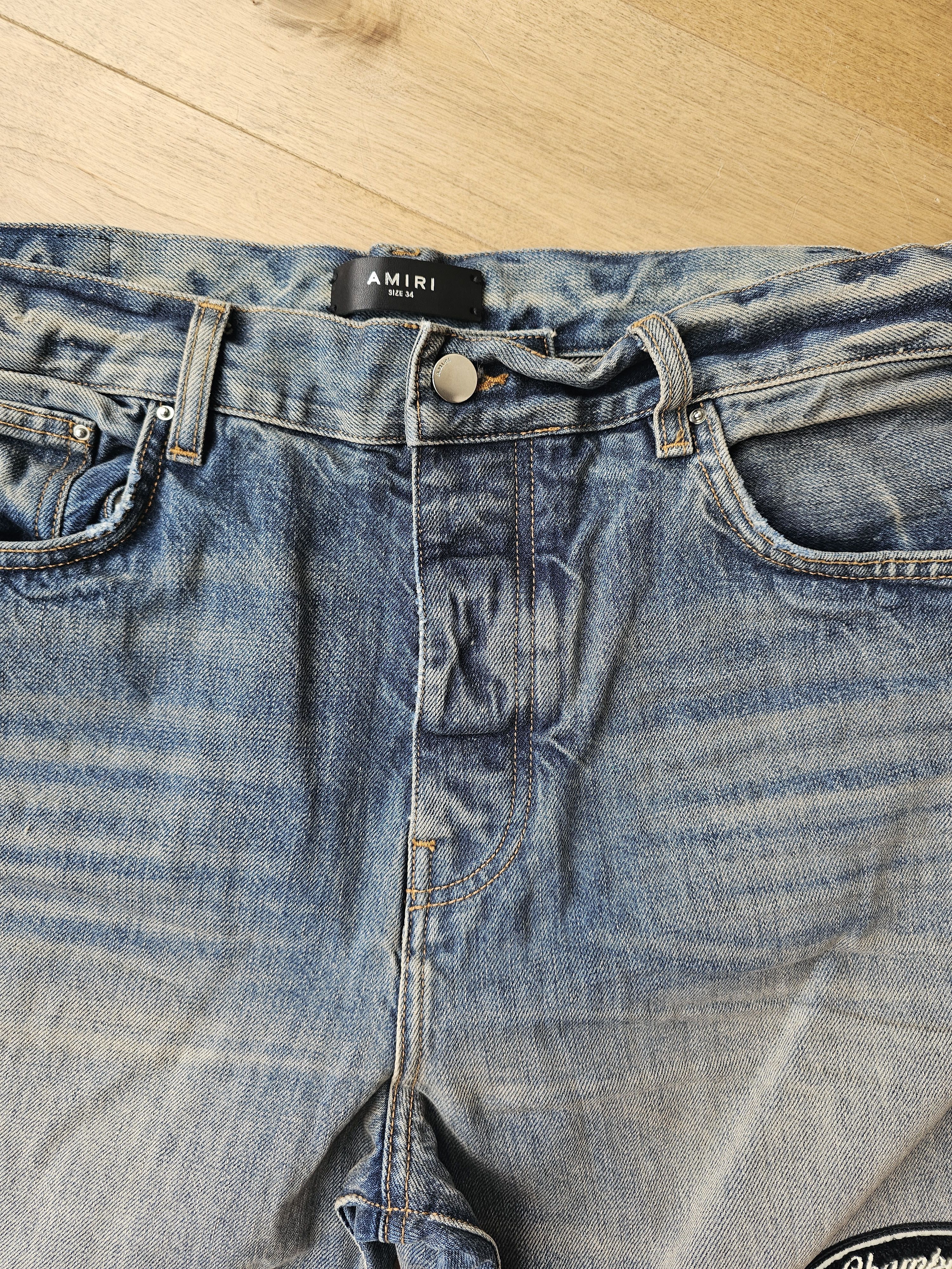 Amiri Amiri Patchwork “Champions 23” Jeans Blue Sz 34 BNWT Size US 34 / EU 50 - 9 Thumbnail