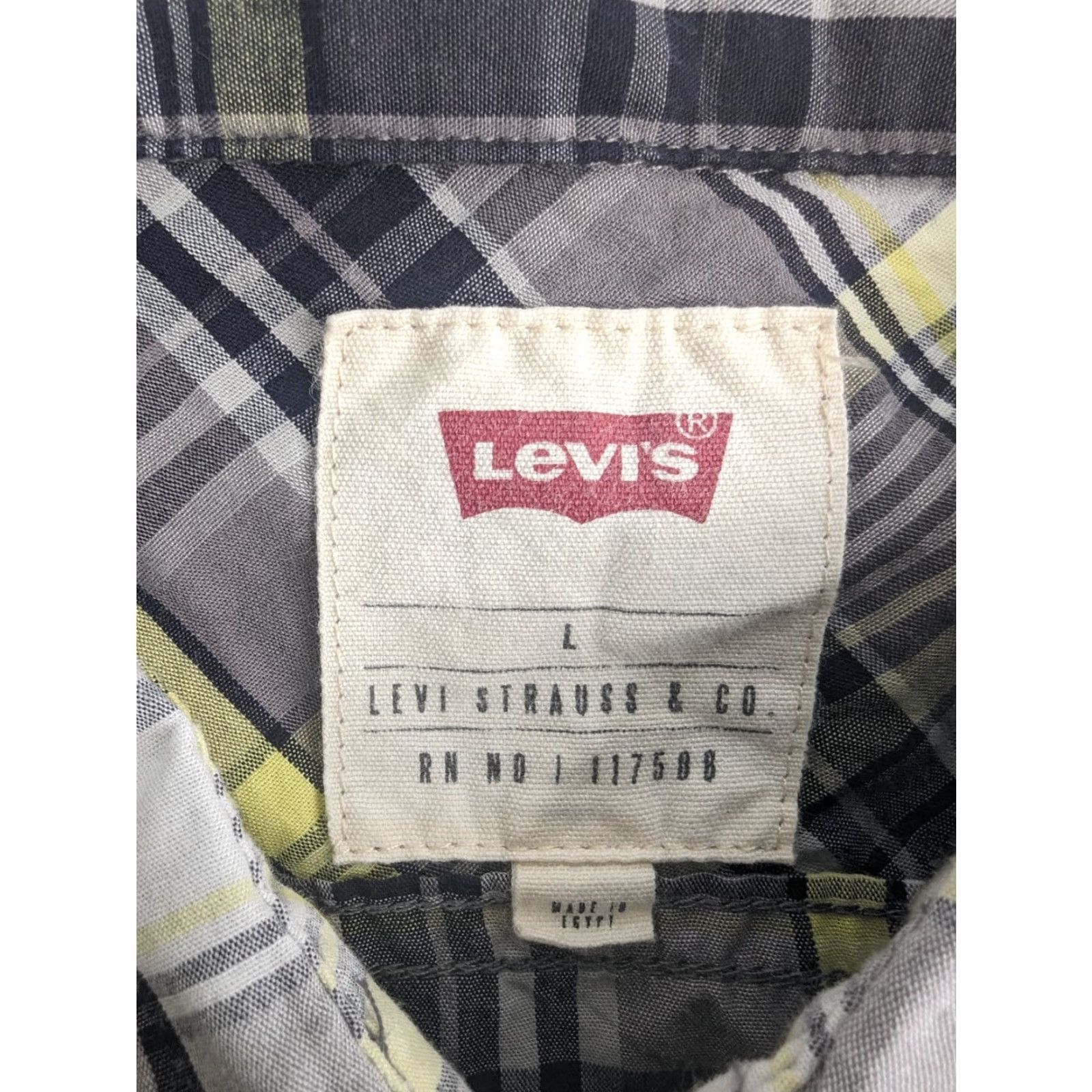 Levi's Levi's Button-Up Shirt Casual Plaid Grey Yellow Short Sleeve Size L Men Size US L / EU 52-54 / 3 - 6 Thumbnail