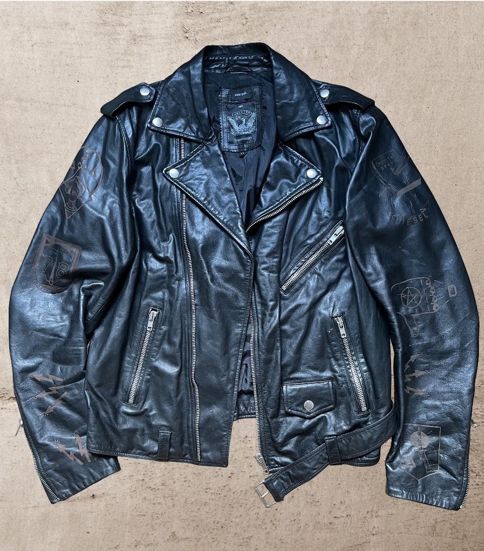 ®︎　　diesel leather jacket archive Diesel Leather Archive Jacket Vintage Y2K Biker Style