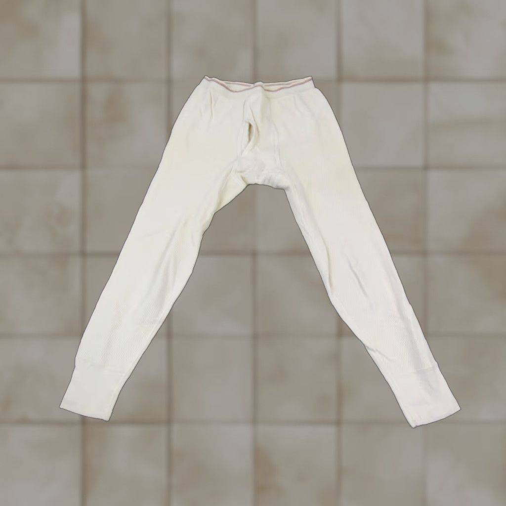 JCPenney VINTAGE JCPenney Thermal Pants Mens M Beige Knit 90s 70s Y2K Long Johns Pull On Compression Size US 31 - 1 Thumbnail