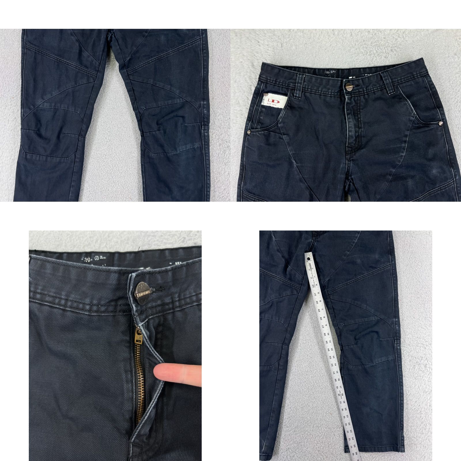 Vintage LaoDao Jeans Mens Jeans Belt Buckle Cinch Back 30x26 Black Denim Straight Leg 5-Pocket Regular Mens Size US 33 - 8 Thumbnail