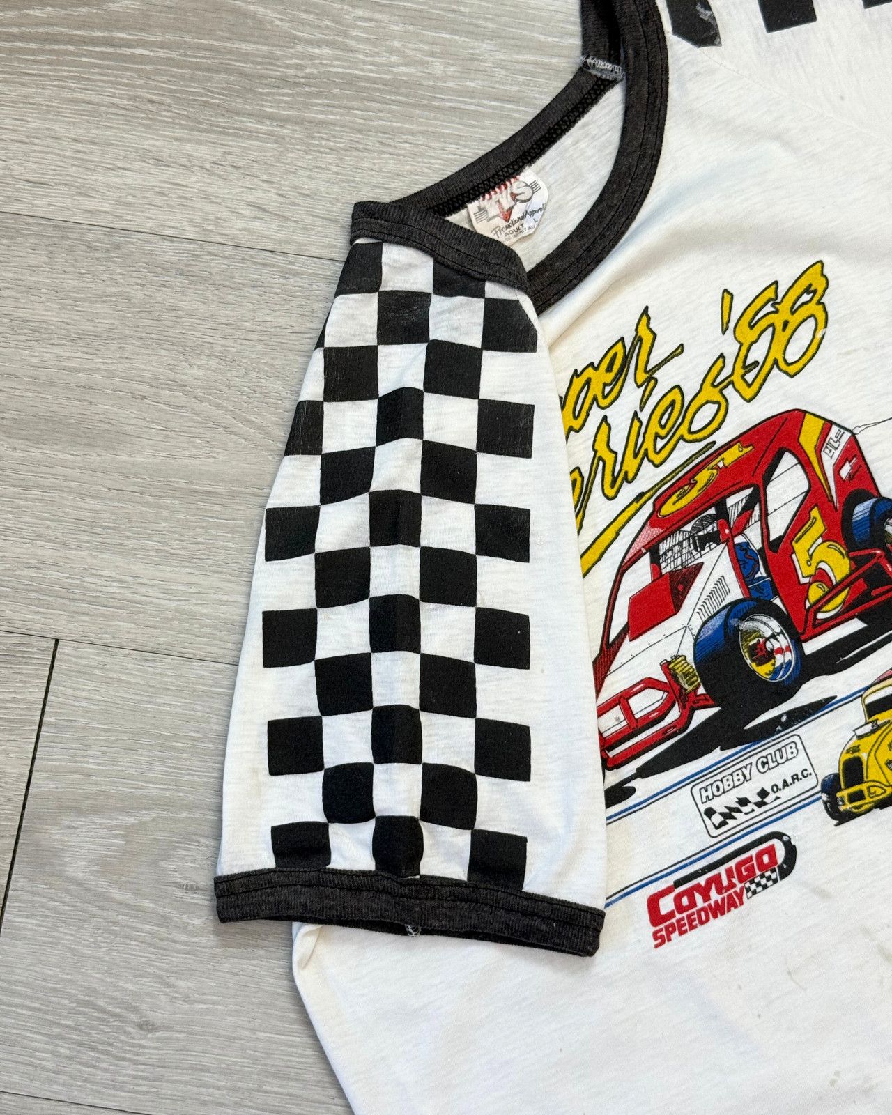 Vintage Rare Vintage 1988 Super Series Cayuga Speedway Ringer TShirt Size US L / EU 52-54 / 3 - 6 Thumbnail