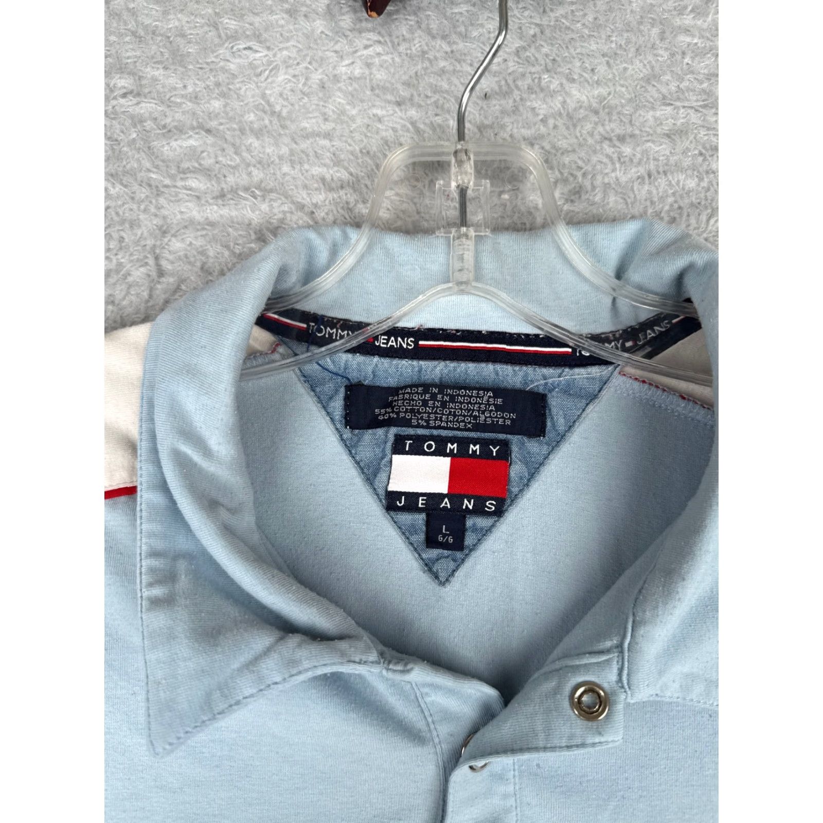 Tommy Hilfiger VINTAGE Tommy Hilfiger Polo Shirt Men Large Blue Cotton Blend Short Sleeve Slim Fit 40in Chest Regular - Polo Shirt Mens Size US L / EU 52-54 / 3 - 6 Thumbnail