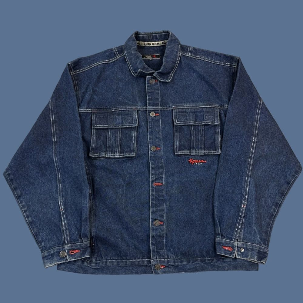 Denime VINTAGE Koman Jean 2000 Raw Denim Jacket Mens XL Blue Hip Hop Streetwear Y2K Size US 36 / EU 52 - 1 Thumbnail