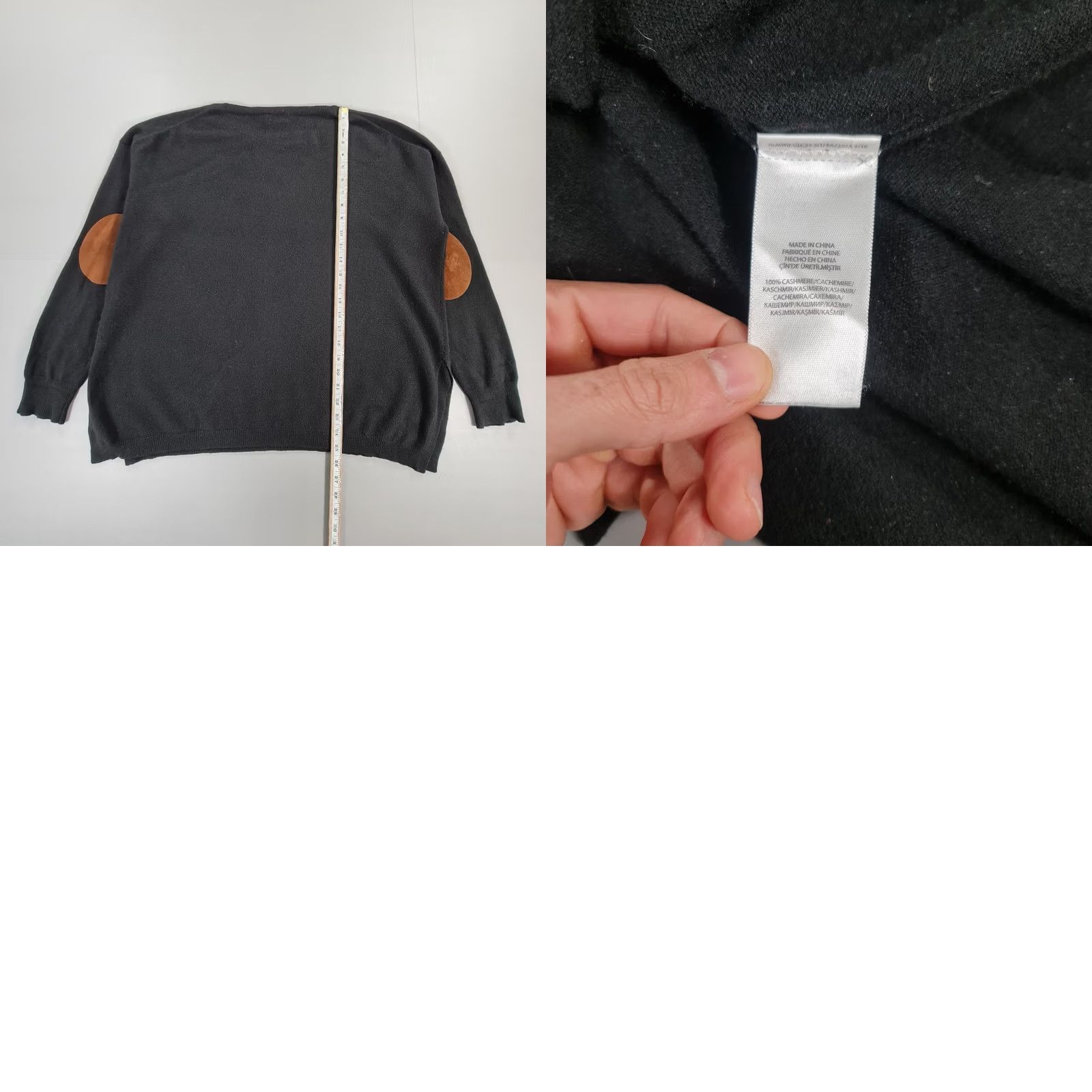 Polo Ralph Lauren Polo Ralph Lauren Jumper Womens Black 100% Cashmere Large Long Sleeve Crew Neck Pullover Knit Chest Elbow Patch City Casual Mens Womens Size L / US 10 / IT 46 - 8 Thumbnail