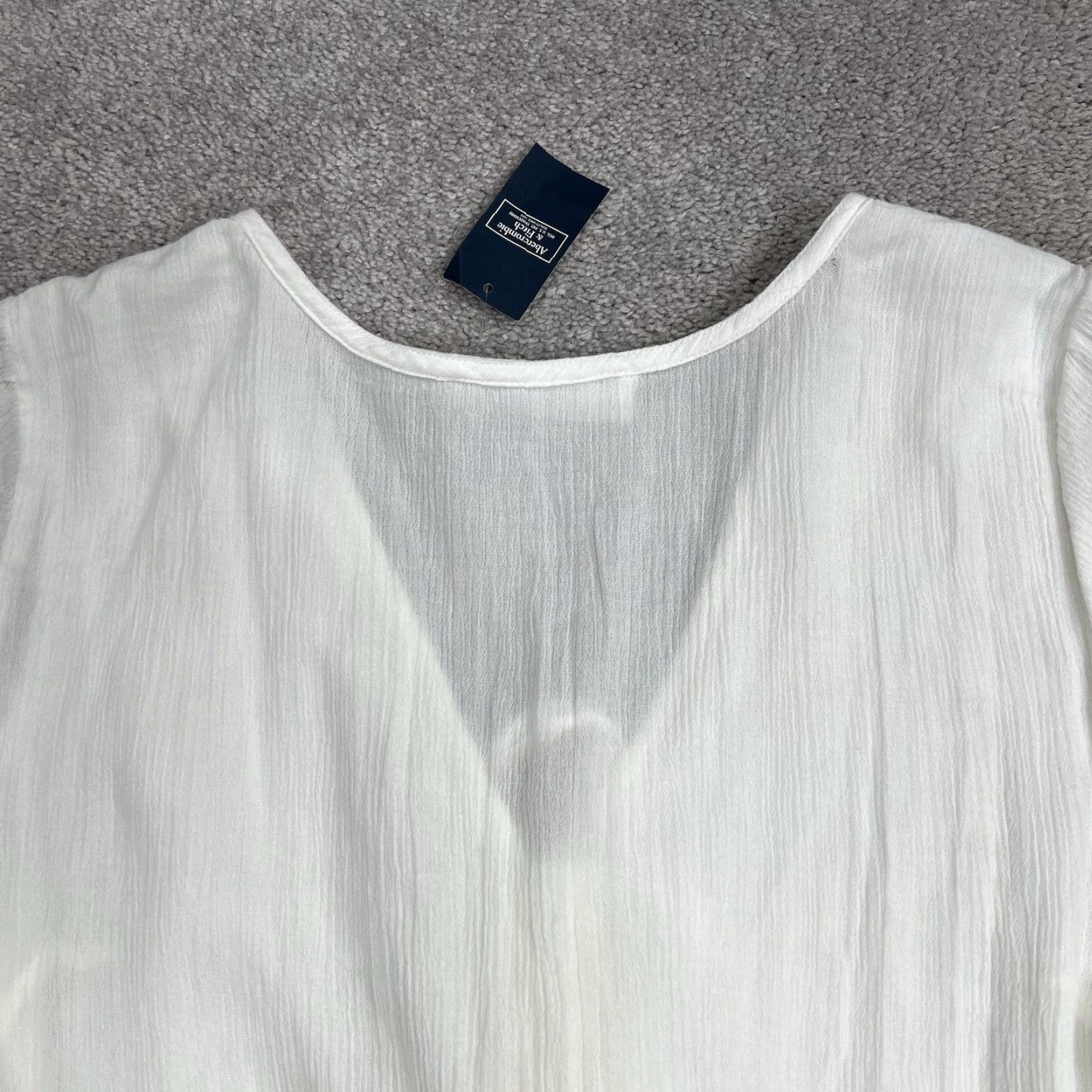 Abercrombie & Fitch Abercrombie & Fitch Romper Women MT Medium Tall White Floral Embroidered Cotton Blend Pockets NWT Flaw Size 32" / US 10 / IT 46 - 7 Thumbnail