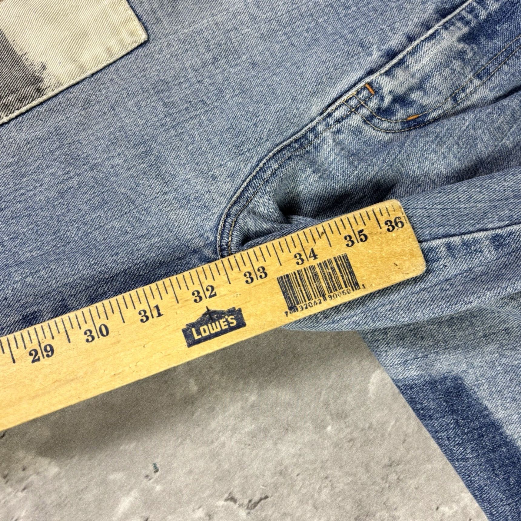 Denime VINTAGE First Team Jeans Patchwork Baseball Y2K Baggy Wide Leg Denim Adult 36x32 Blue Cotton Denim 80s Mens Jeans Size US 36 / EU 52 - 7 Thumbnail