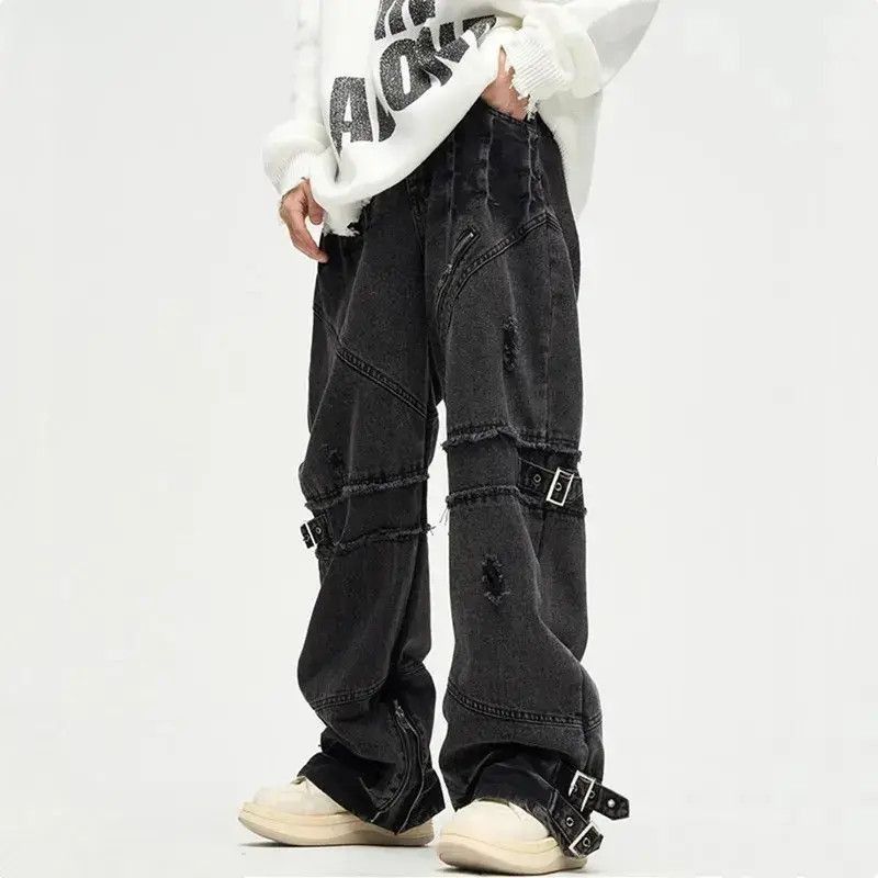Japanese Brand × Jean Black Gothic Pants Wide Leg Baggy Jeans Size US 30 / EU 46 - 6 Thumbnail