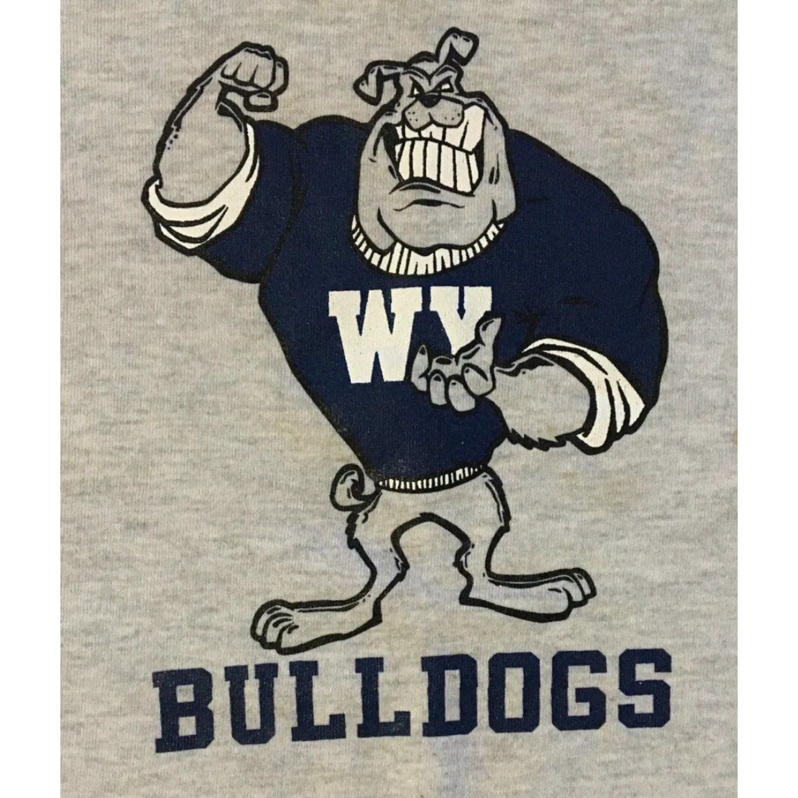 Vintage VINTAGE Bulldogs Faded Distressed Cut Off Sleeve Sweatshirt XL Gray 90s 80s School Track PE Pullover Men Hoodie Size US XL / EU 56 / 4 - 3 Thumbnail