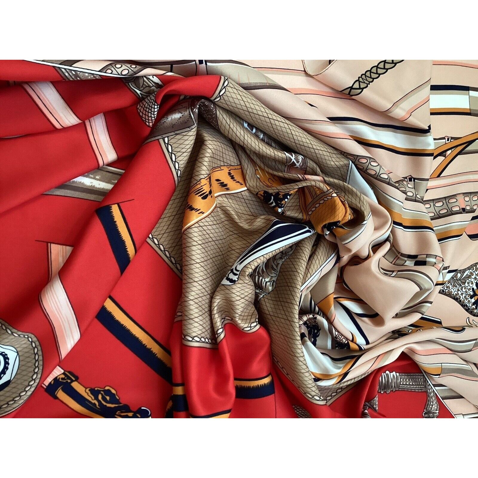 Designer Amazing Multicolor Mens Walking Cane Print Silk Scarf 50" - Size ONE SIZE - 2 Thumbnail