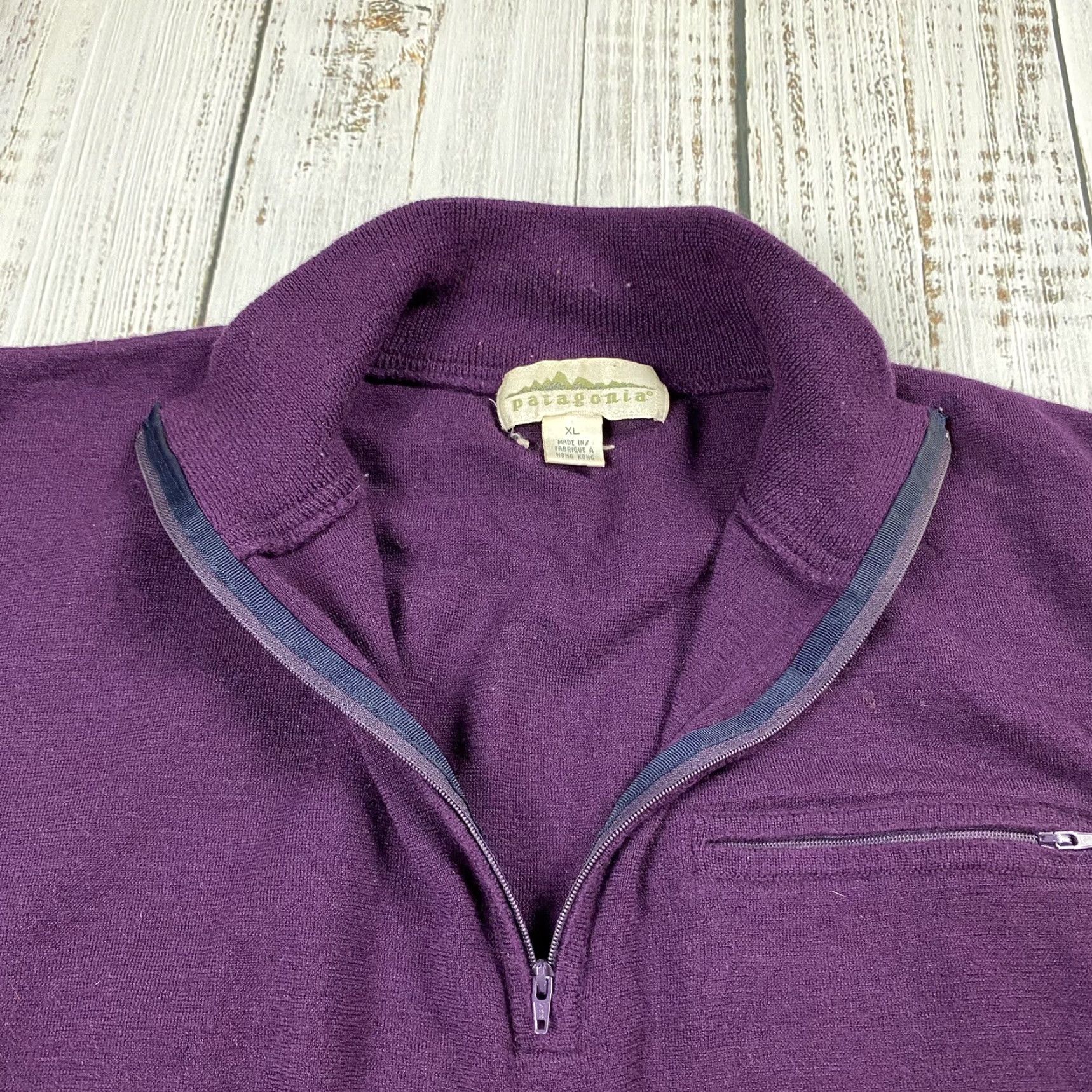 Patagonia VINTAGE PATAGONIA 80S RARE 100% WOOL EGGPLANT PURPLE 1/4 ZIP SWEATER KNIT OUTDOOR WOMEN XL PURPLE 80s PATAGONIA Sweater Size XL / US 12-14 / IT 48-50 - 3 Thumbnail