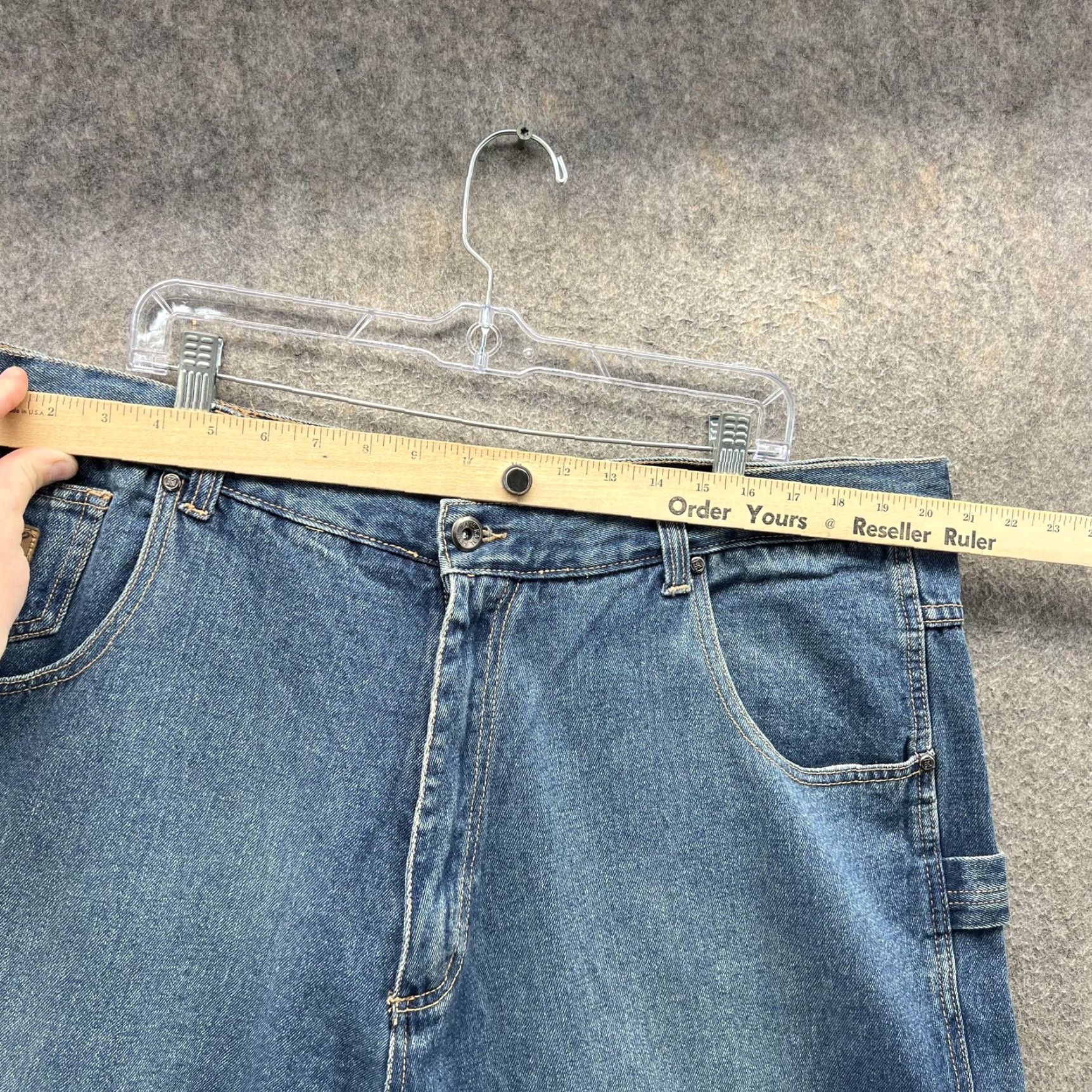 Denime VINTAGE Kani Jeans Mens 42x34 Blue Carpenter Loose Baggy Denim Workwear 90s Y2K Size US 42 / EU 58 - 5 Thumbnail