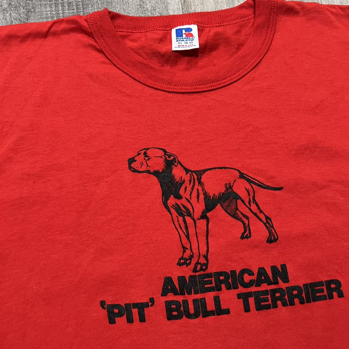 Russell Athletic × Vintage VTG American Pit Bull Terrier Red 1980s Bully Dog USA Shirt Size US XL / EU 56 / 4 - 4 Thumbnail