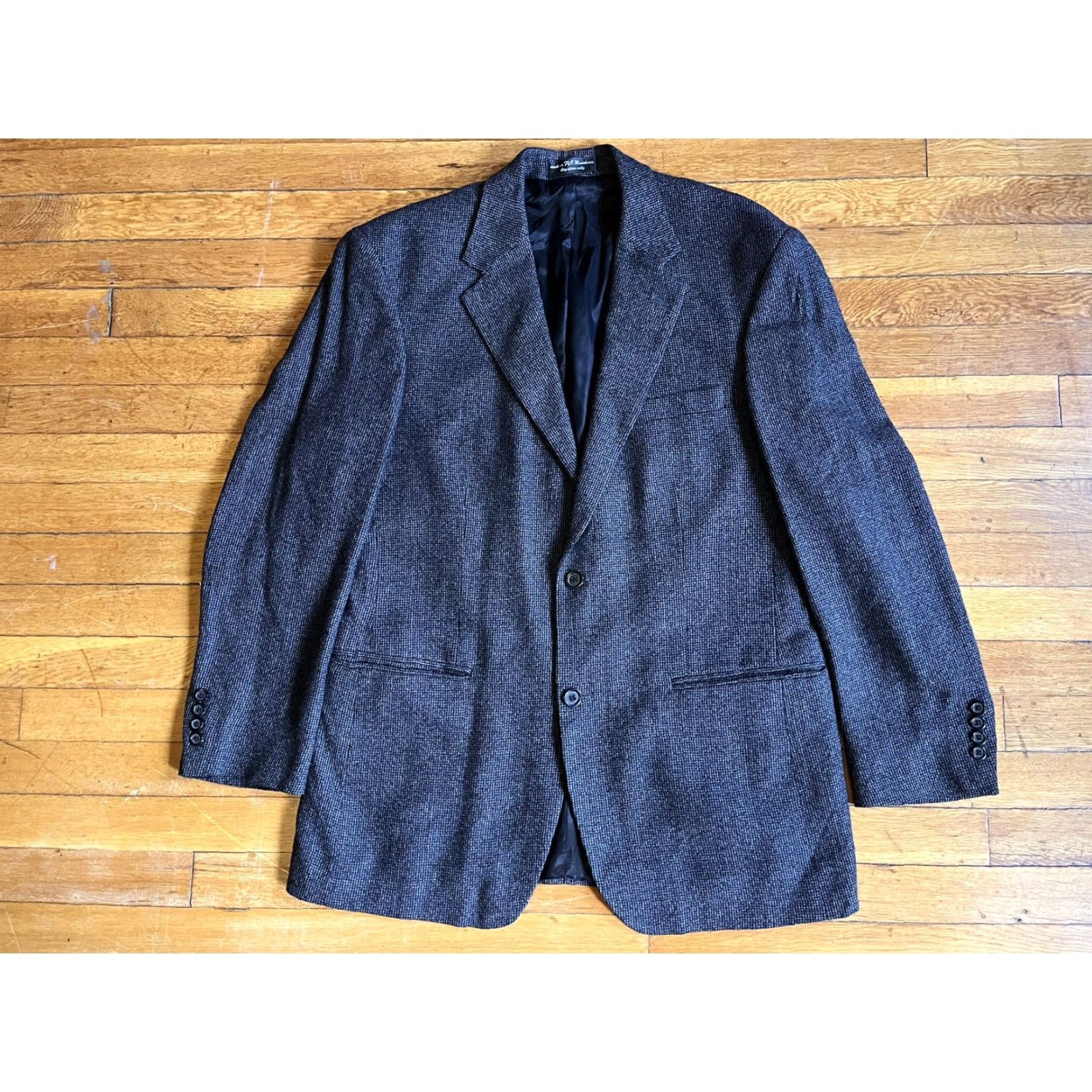 Vintage Gianfranco Ruffini Blazer Men’s 42R Black Houndstooth Wool Notch Lapel Single-Breasted Vintage? No Insufficient. Size 42R - 2 Thumbnail