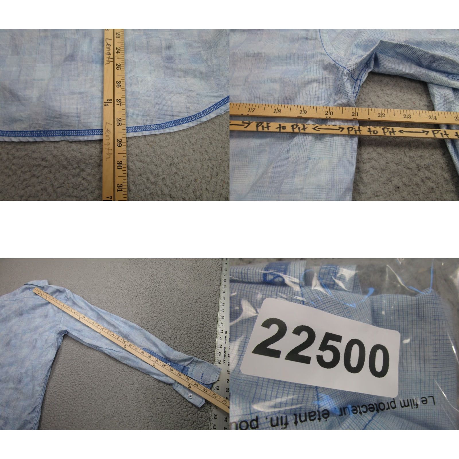George Georg Roth Shirt Mens Medium Blue Check Plaid Artsy Water Color Long Sleeve Size US M / EU 48-50 / 2 - 8 Thumbnail