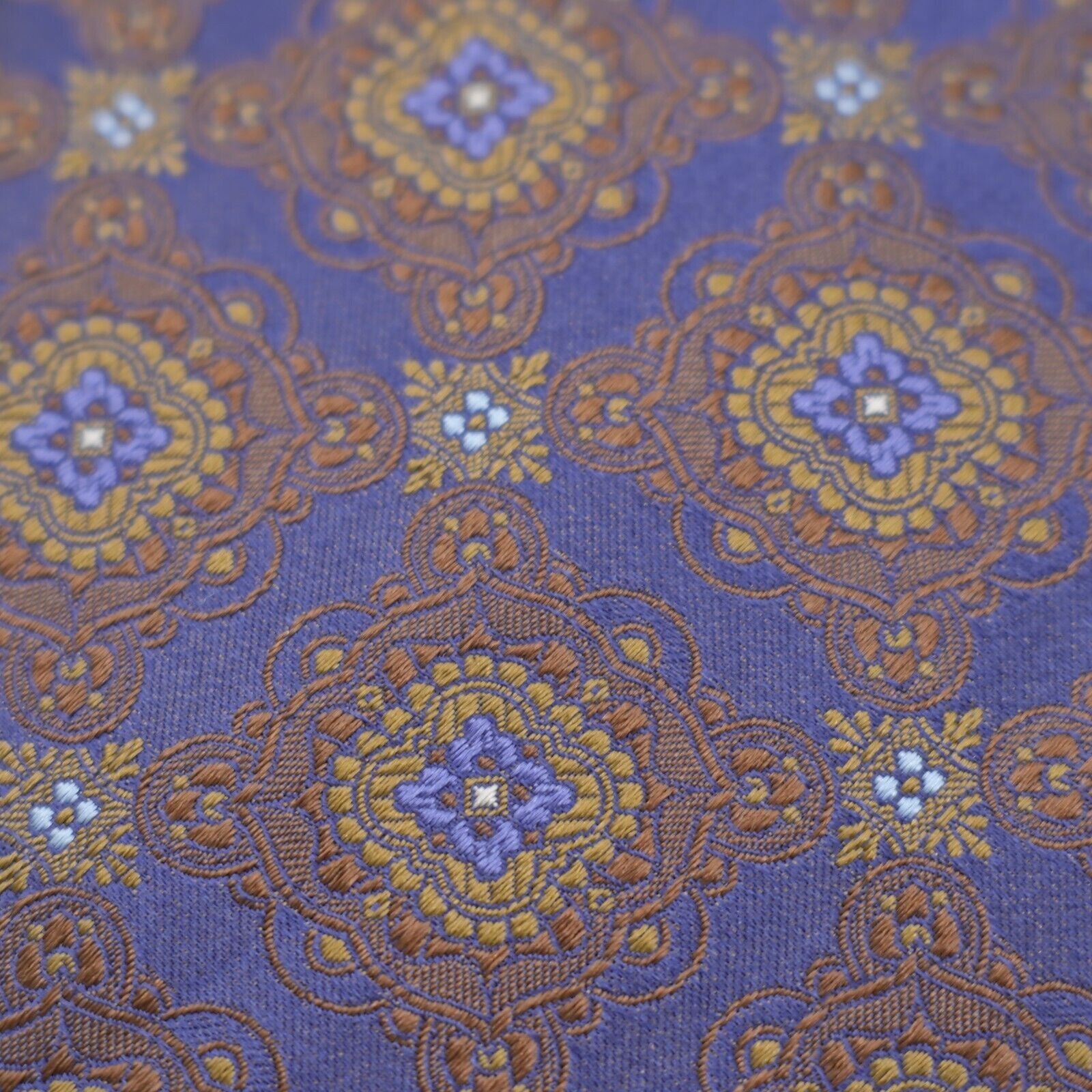 Canali Canali Blue Brown Woven Floral Geometric Silk Tie Size ONE SIZE - 2 Thumbnail
