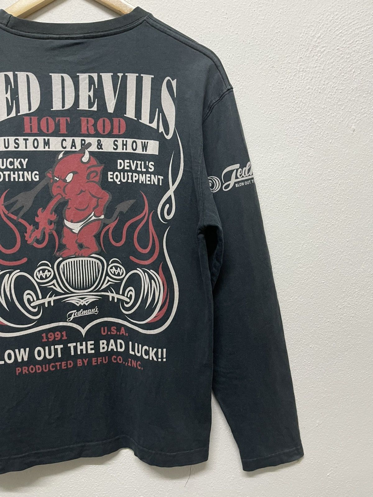 Tedman 2000s TEDMAN RED DEVIL HOT ROD LONG SLEEVE TSHIRT FADED Size US M / EU 48-50 / 2 - 11 Thumbnail