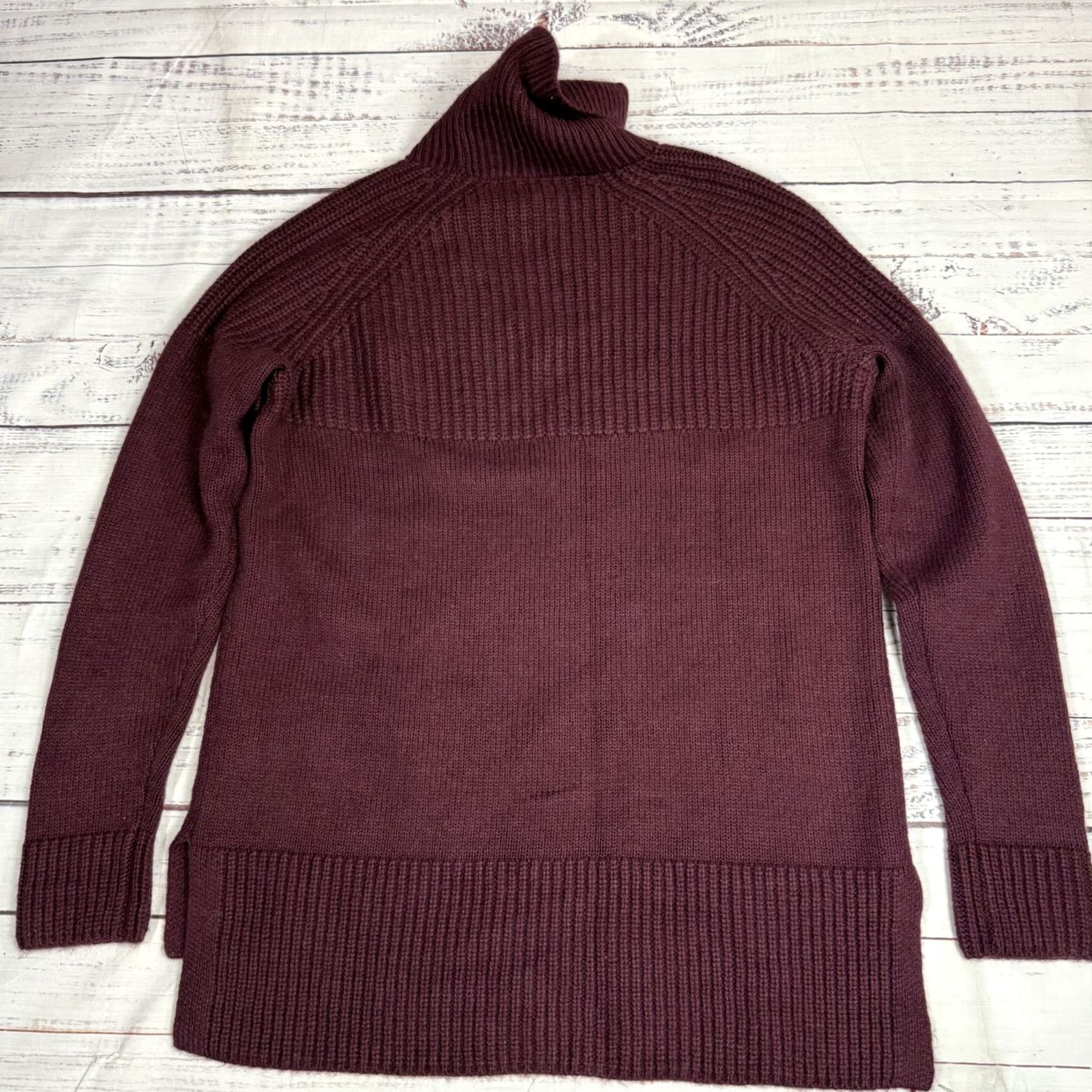 Vintage Caslon Burgundy Knit Sweater Women's Turtleneck Side Slit Long Sleeve Sz S NWT Size S / US 4 / IT 40 - 4 Thumbnail