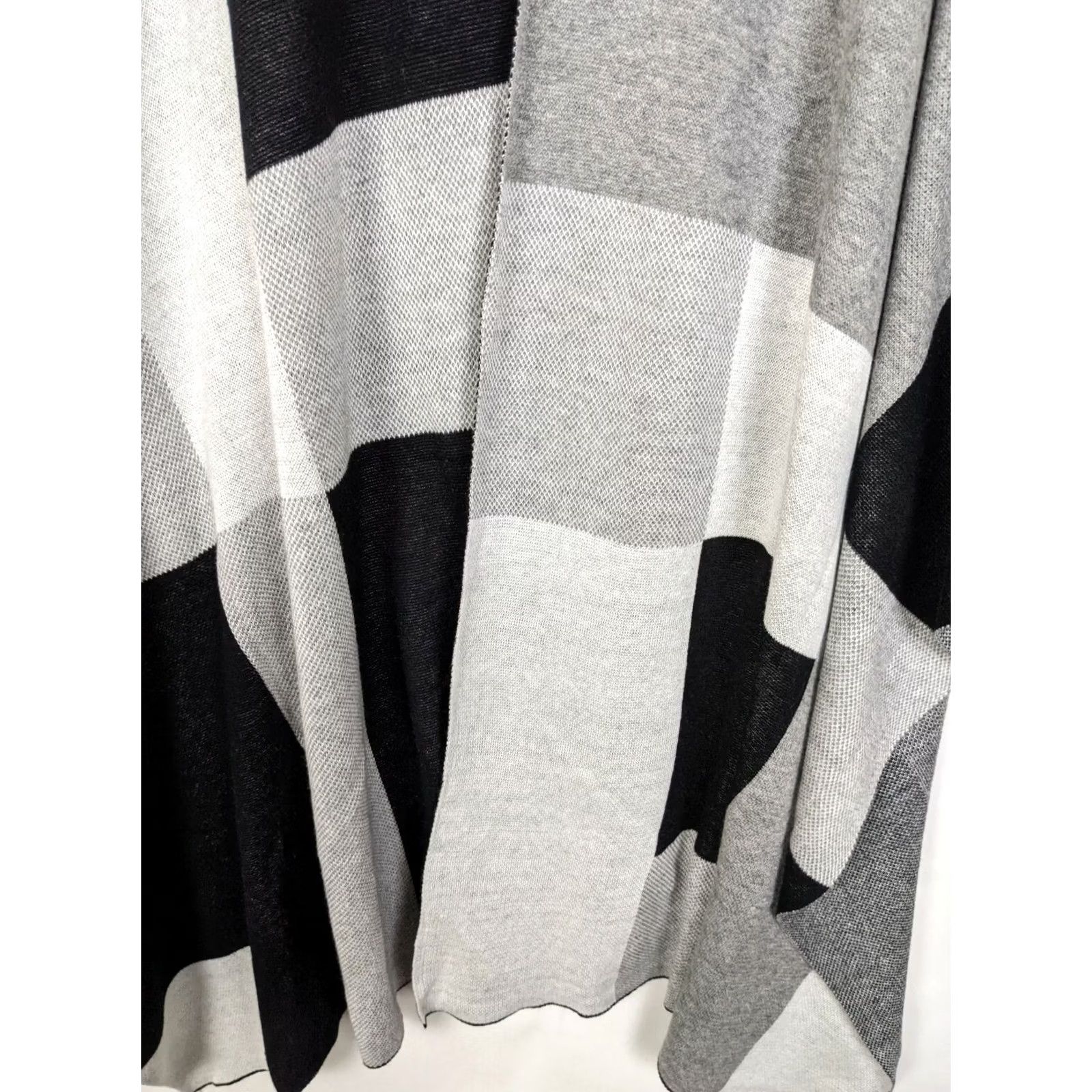 Vintage Joseph A Cardigan Womens Open Front Grey One Size Knit Geometric V-Neck Kimono Sleeve Cotton/Acrylic New Size ONE SIZE - 3 Thumbnail