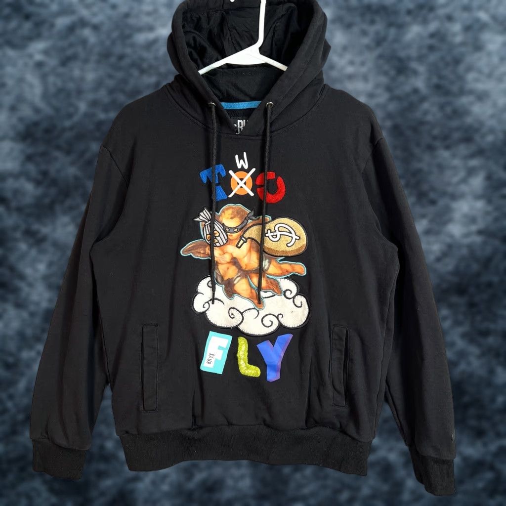 Vintage BKYS Hoodie Adult Small Black Two Fly Angels Sweatshirt Pullover Sweater Size US S / EU 44-46 / 1 - 1 Thumbnail