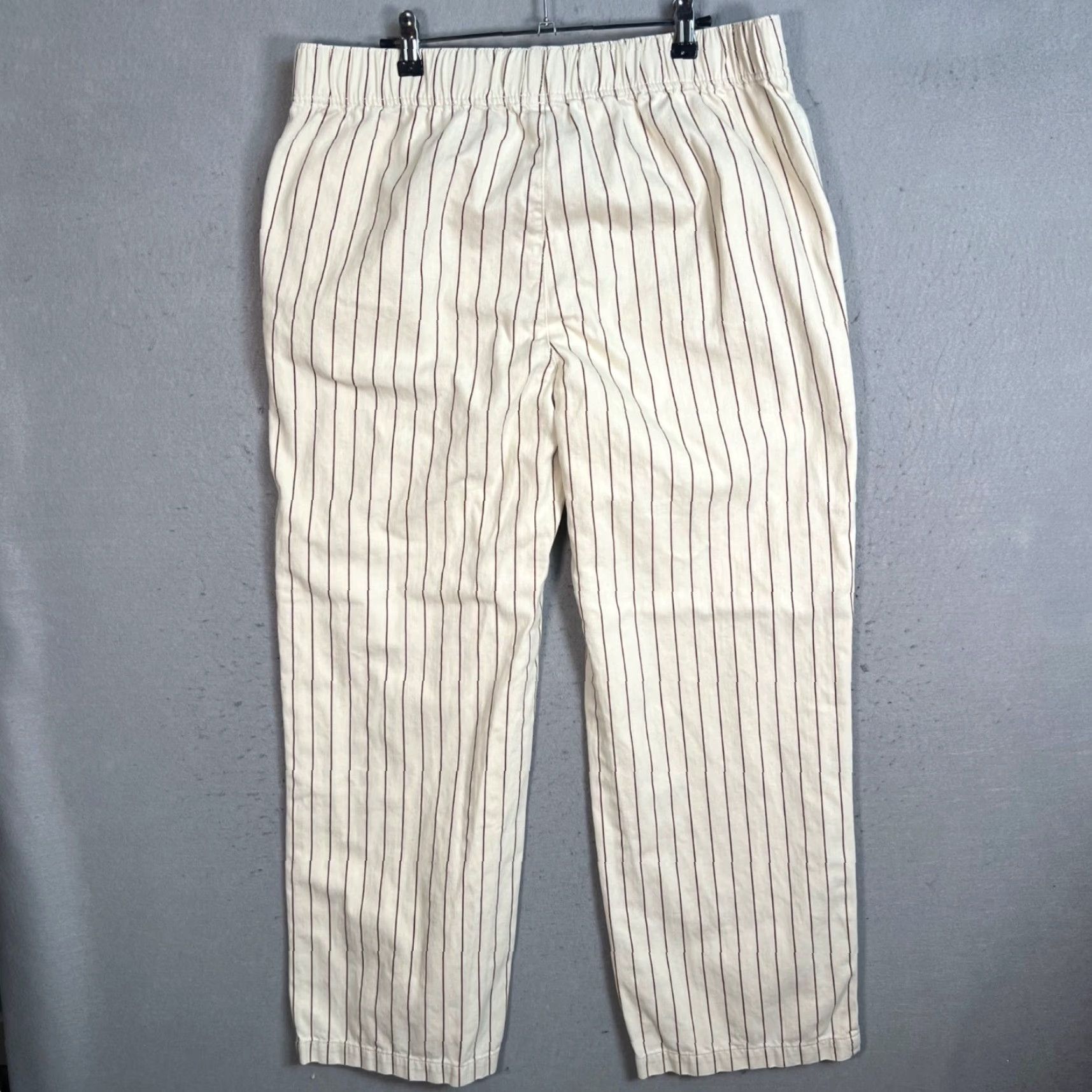 Topshop VINTAGE Topshop Pants 12 Cream Relaxed Fit Pinstripe Striped Trousers Pants Womens Size 34" / US 12 / IT 48 - 2 Thumbnail