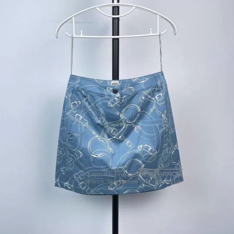 Hermes Hermes 24SS Blue Spiral Print Skirt Size 42" / US 20 - 1 Thumbnail