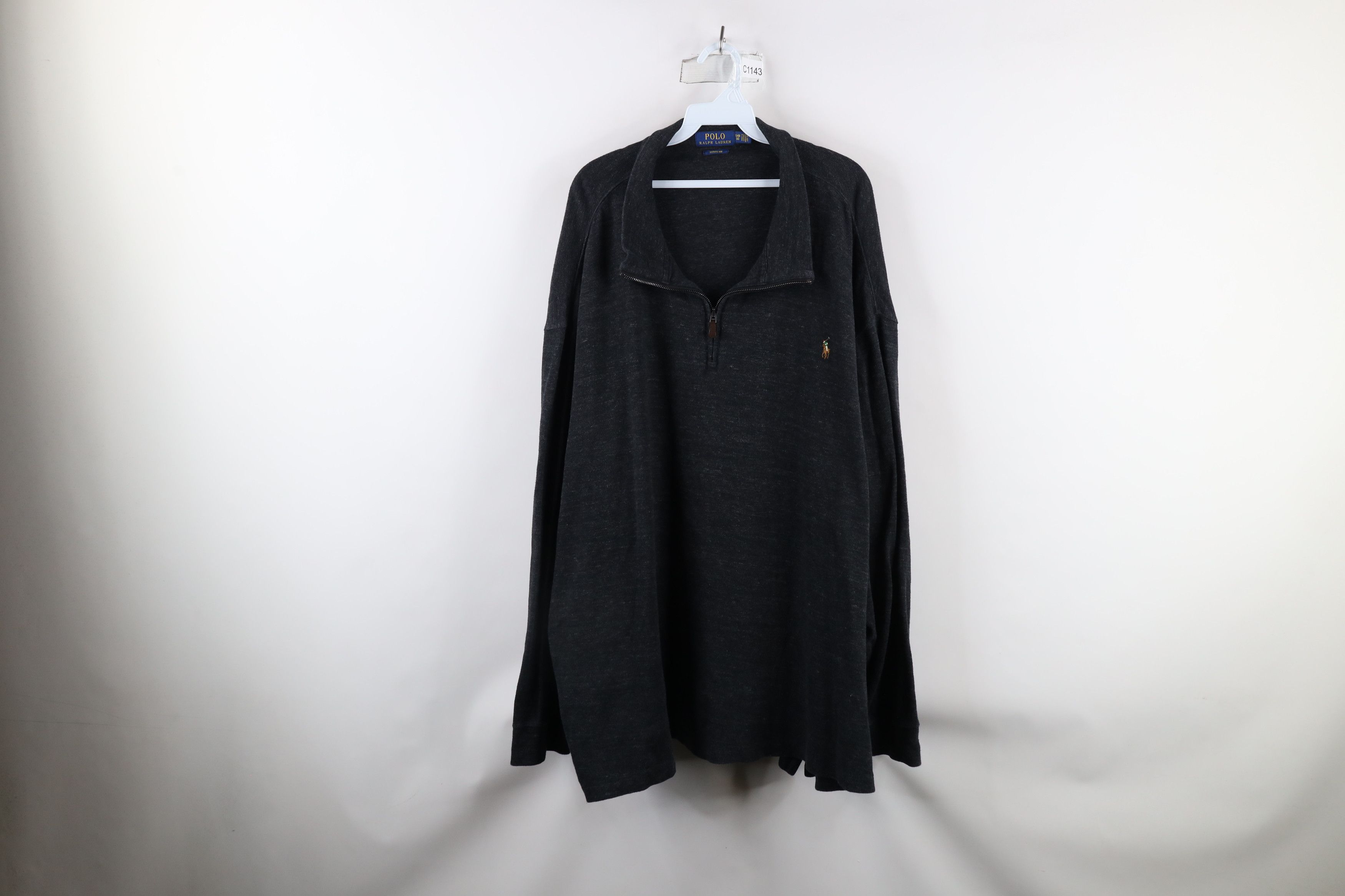 Ralph Lauren × Vintage Ralph Lauren Rib Ribbed Knit Half Zip Sweater Dark Gray Size US XXL / EU 58 / 5 - 1 Thumbnail