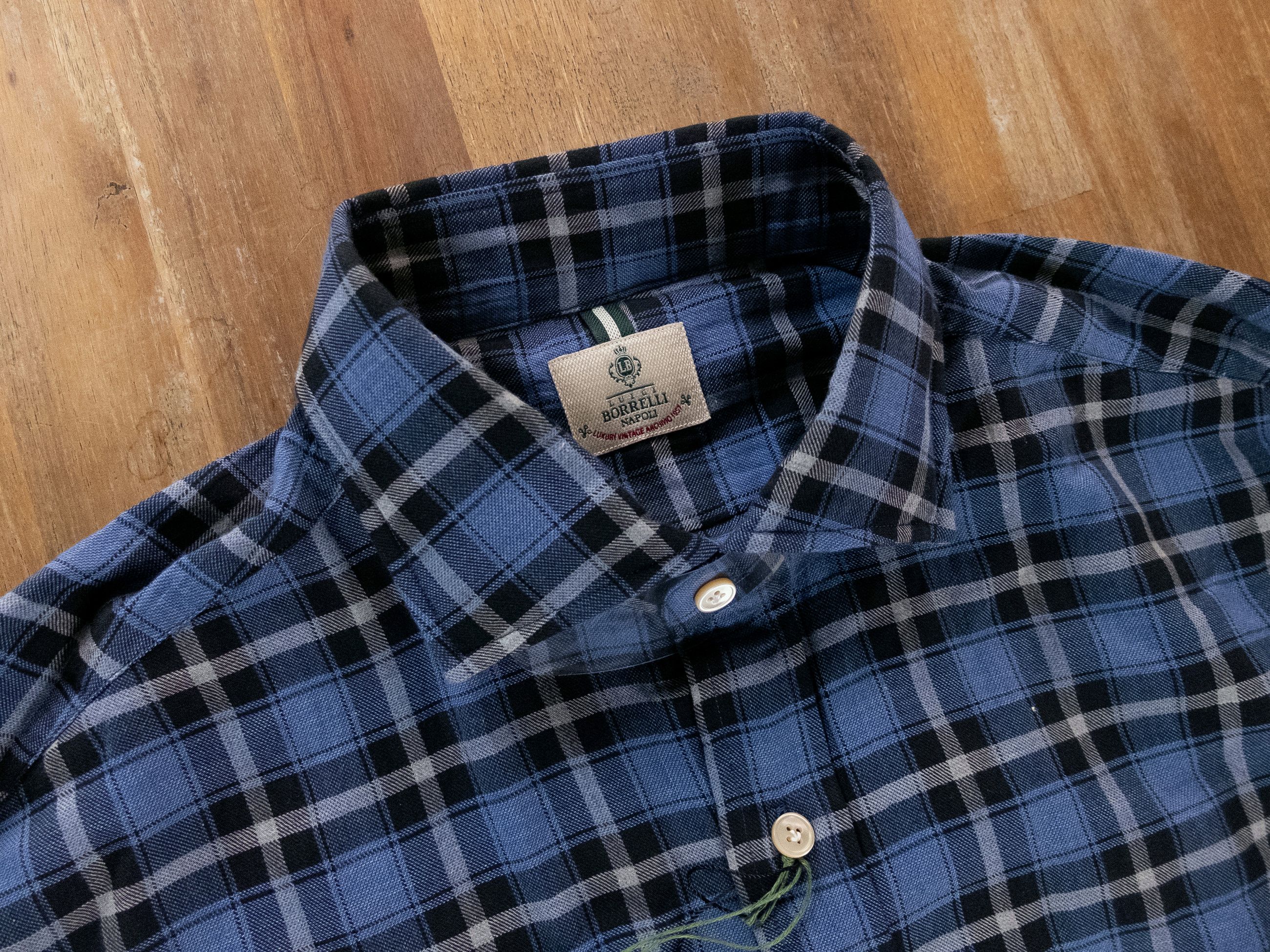 Luigi Borrelli BORRELLI Napoli blue cotton plaid dress shirt Size 41 / 16 Size US L / EU 52-54 / 3 - 2 Thumbnail