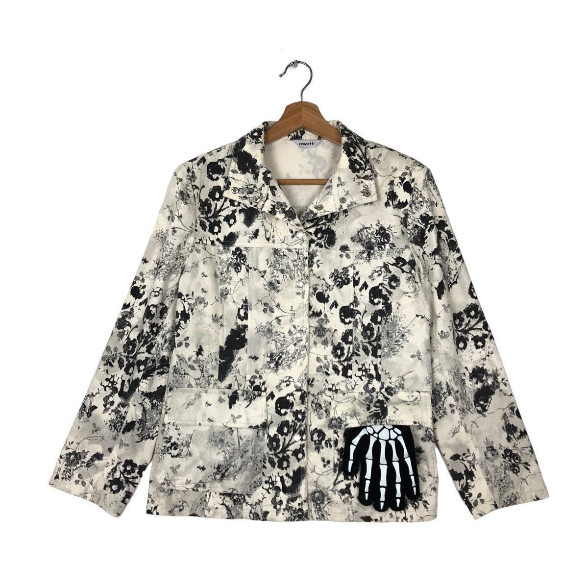 Japanese Brand VINTAGE BIKER JACKET OVERPRINT FLOWER CROCETTI ISSEY MIYAKE Size US M / EU 48-50 / 2 - 1 Thumbnail