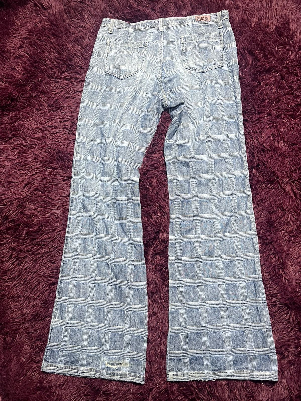 Japanese Brand Vintage KYOYUZEN Japan Textured Grid Flare Denim Jeans (45) Size US 32 / EU 48 - 2 Thumbnail