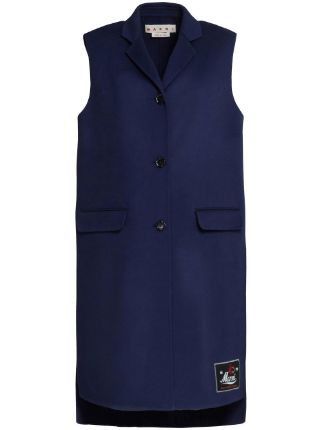 image of Marni O1W1Db10524 Wool Vest Coat In Blue, Women's (Size 2XL)