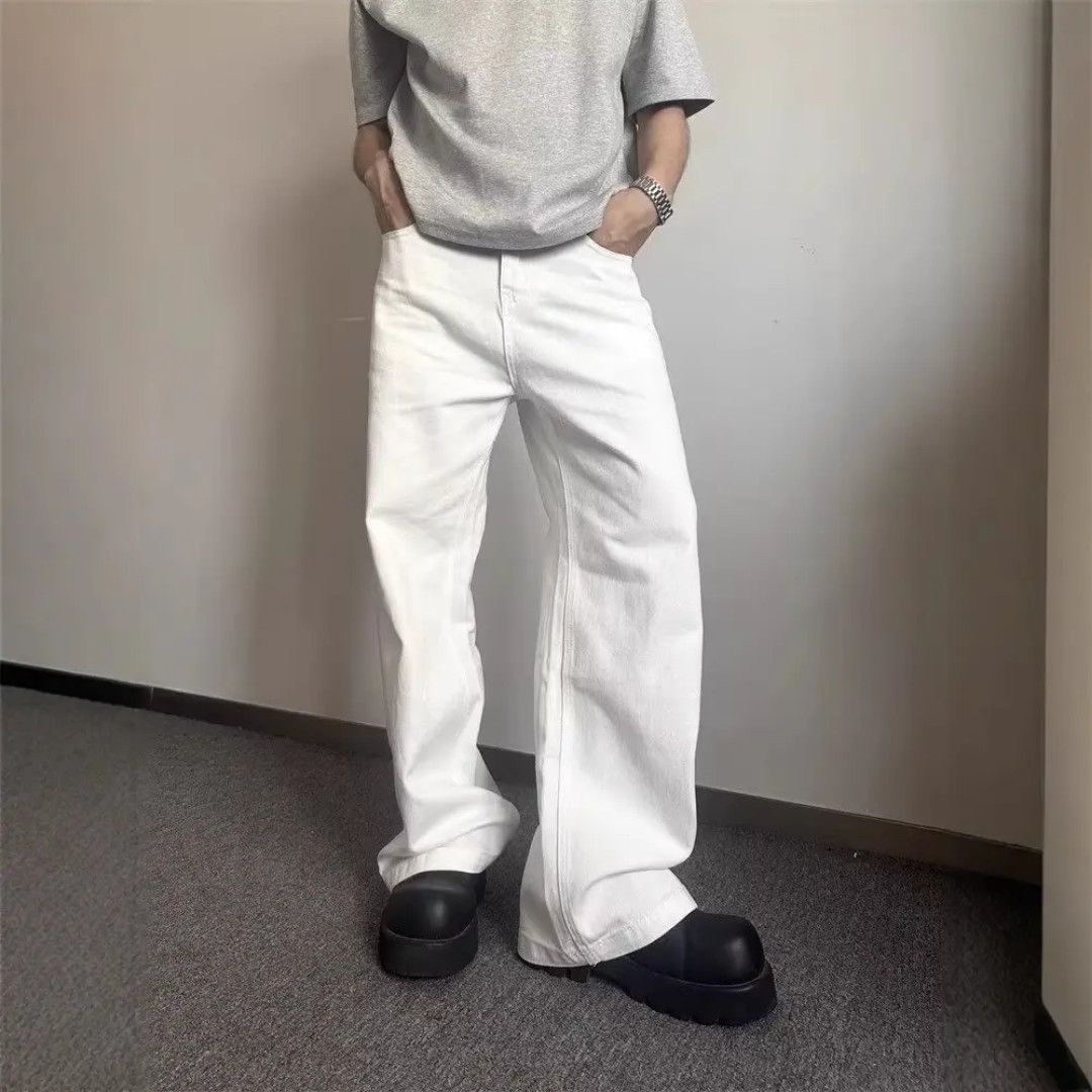 Japanese Brand White Straight leg pants mid waist zipper fly jeans Size US 34 / EU 50 - 5 Thumbnail