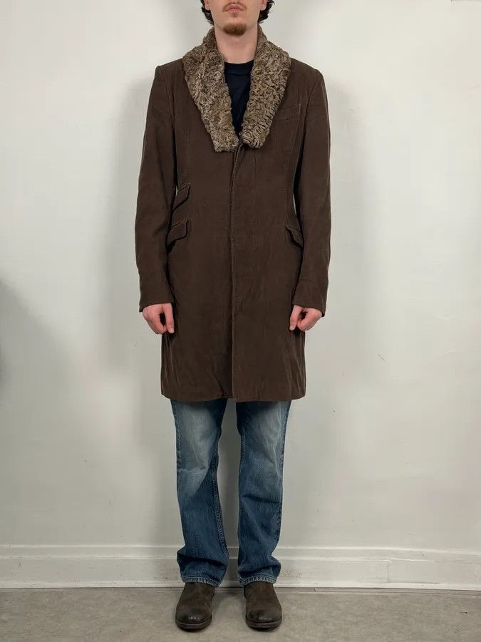 Dolce & Gabbana AW2004 Dolce & Gabbana Brown Corduroy Fur Collar Trench Jacket Size US M / EU 48-50 / 2 - 2 Thumbnail