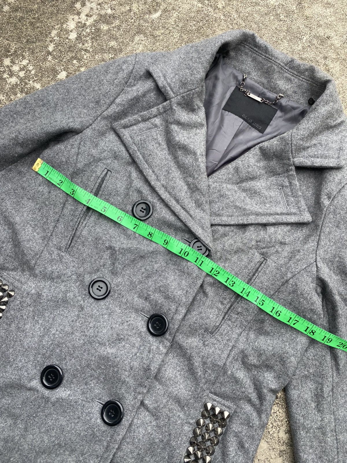 Japanese Brand × Vintage Wool-Blend Double-Breasted Peacoat Jacket - Studded Pocket Size S / US 4 / IT 40 - 13 Thumbnail