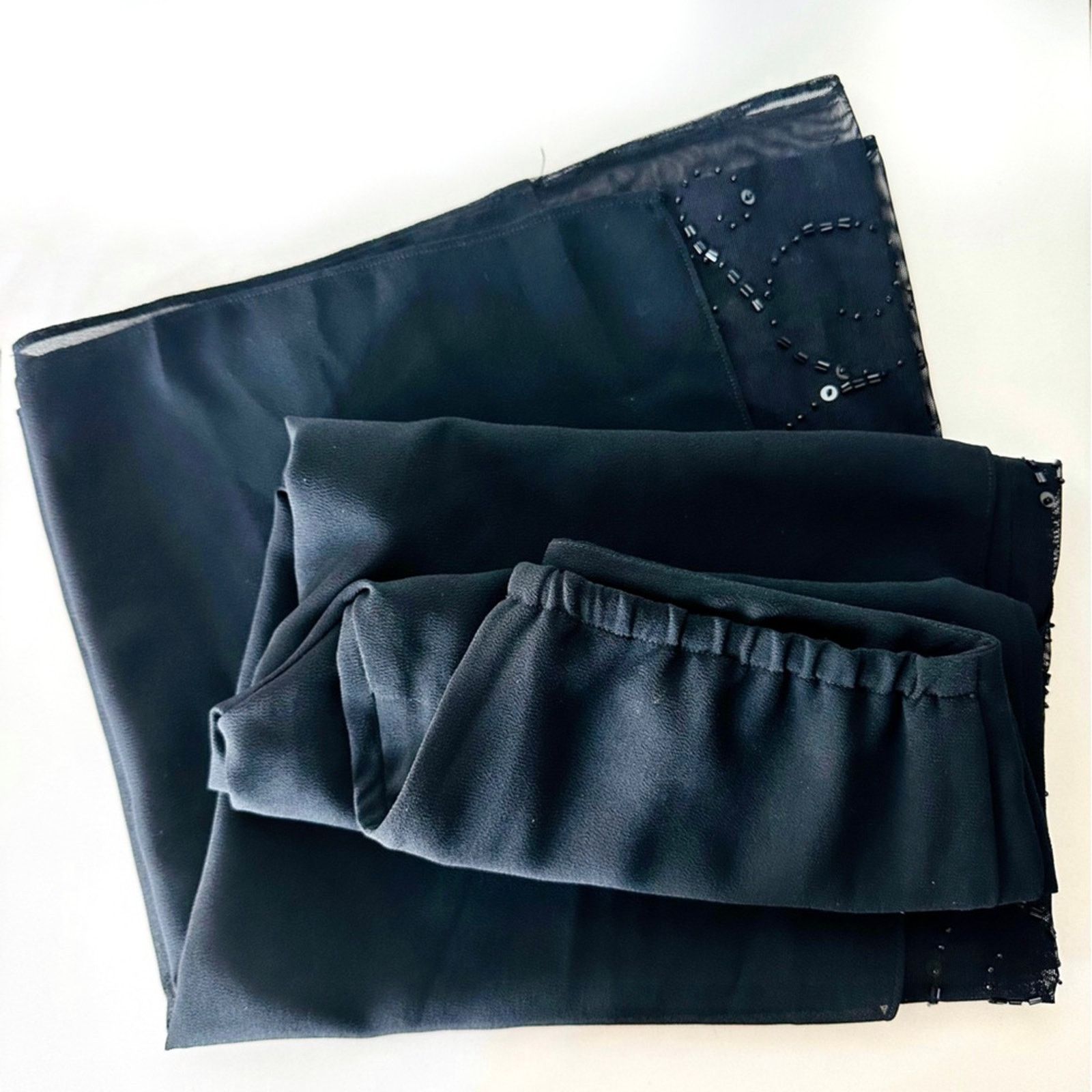 Vintage VINTAGE Black Sheer Beaded Sequins High Rise Wide Leg Pants Size 30" / US 8 / IT 44 - 3 Thumbnail