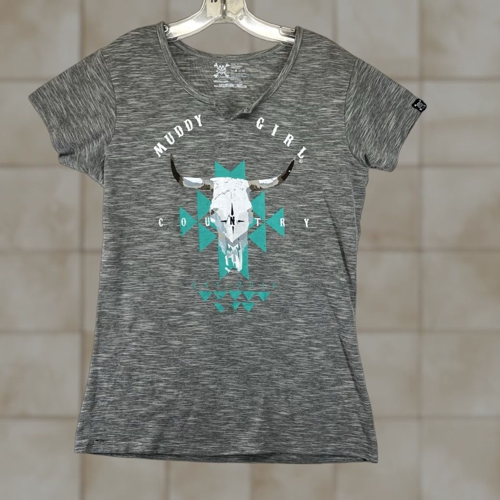 Vintage VINTAGE Moon Shine Camo Women's Muddy Girl Stretch T Shirt Gray L Casual Short Sleeve V-Neck Size L / US 10 / IT 46 - 1 Thumbnail